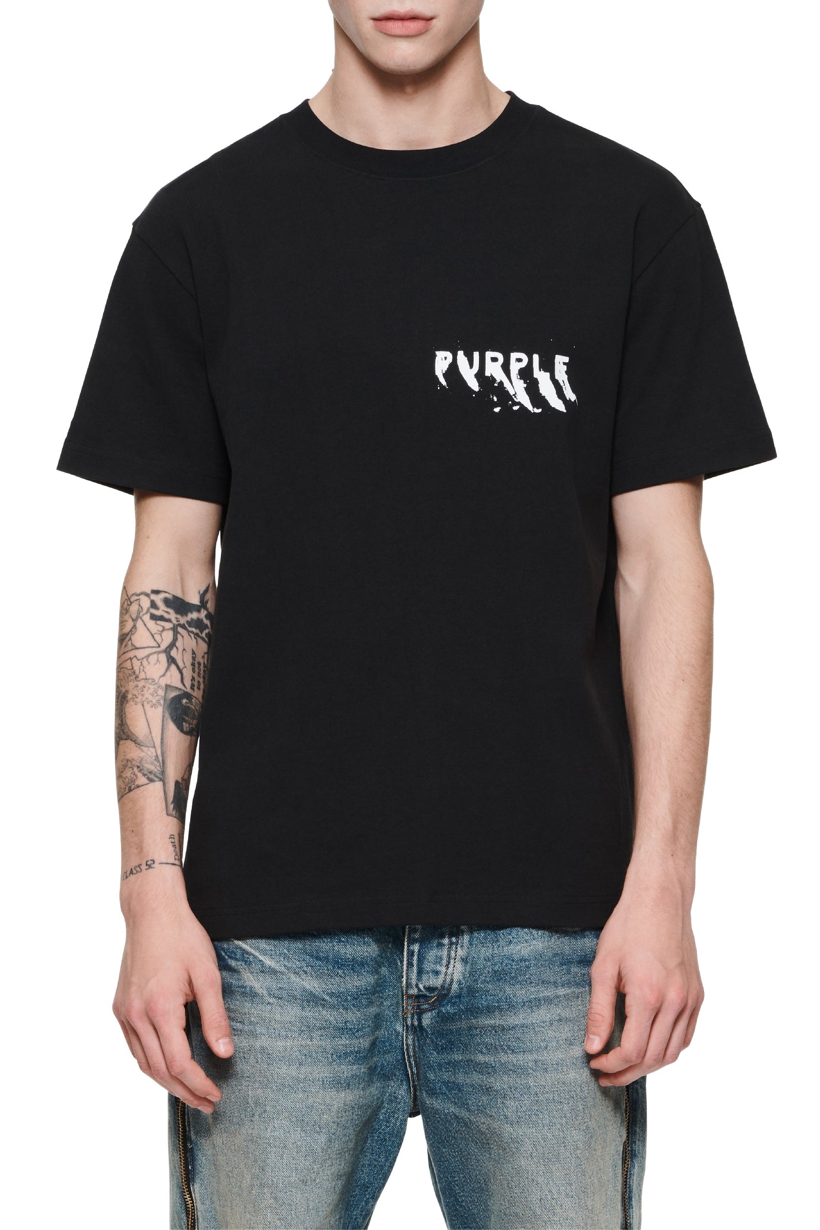 Purple Brand Heavy Jersey SS Tee in black – view 1 of 2