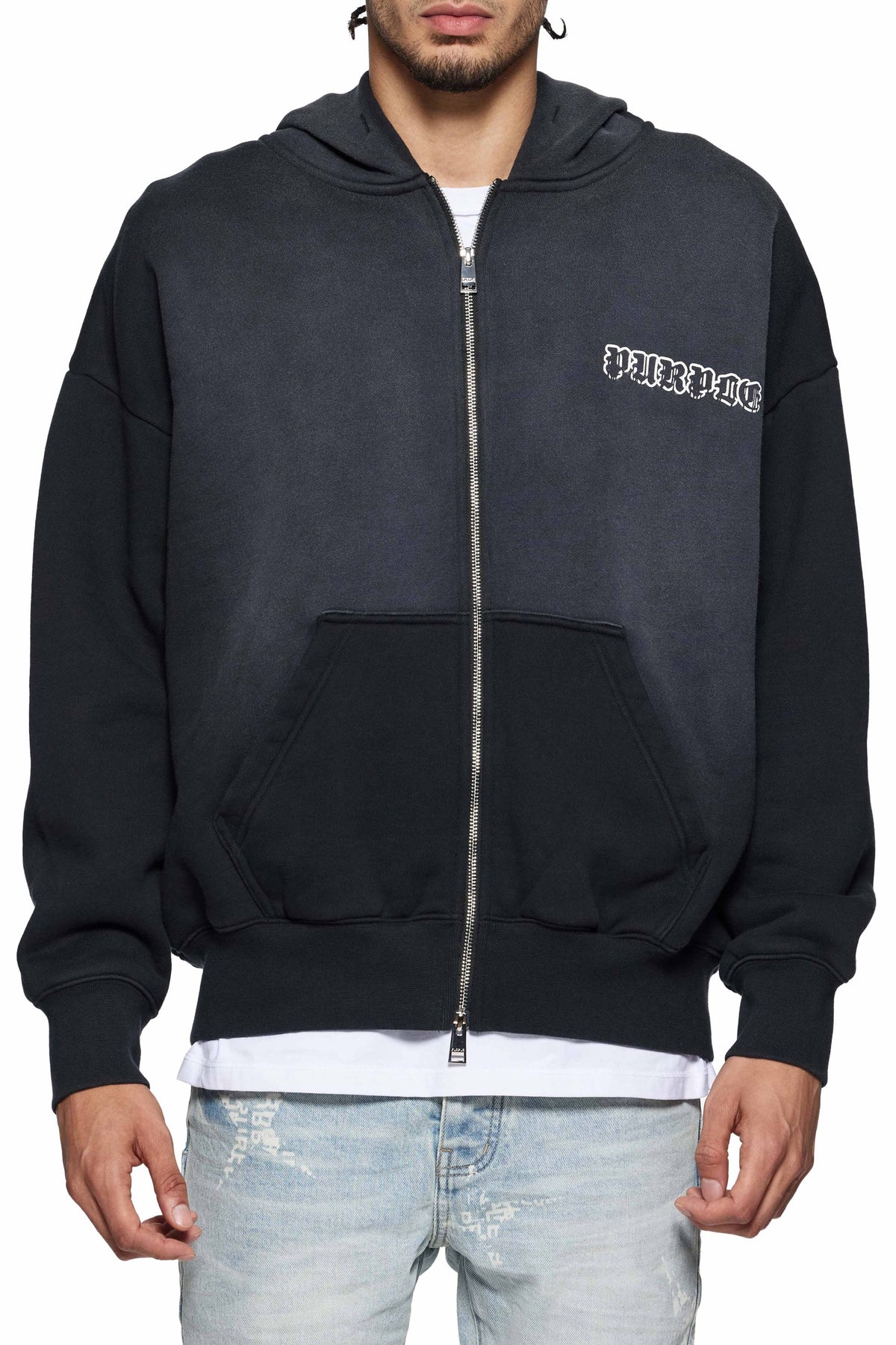 Hwt Fleece Zip Front Hoody- Black