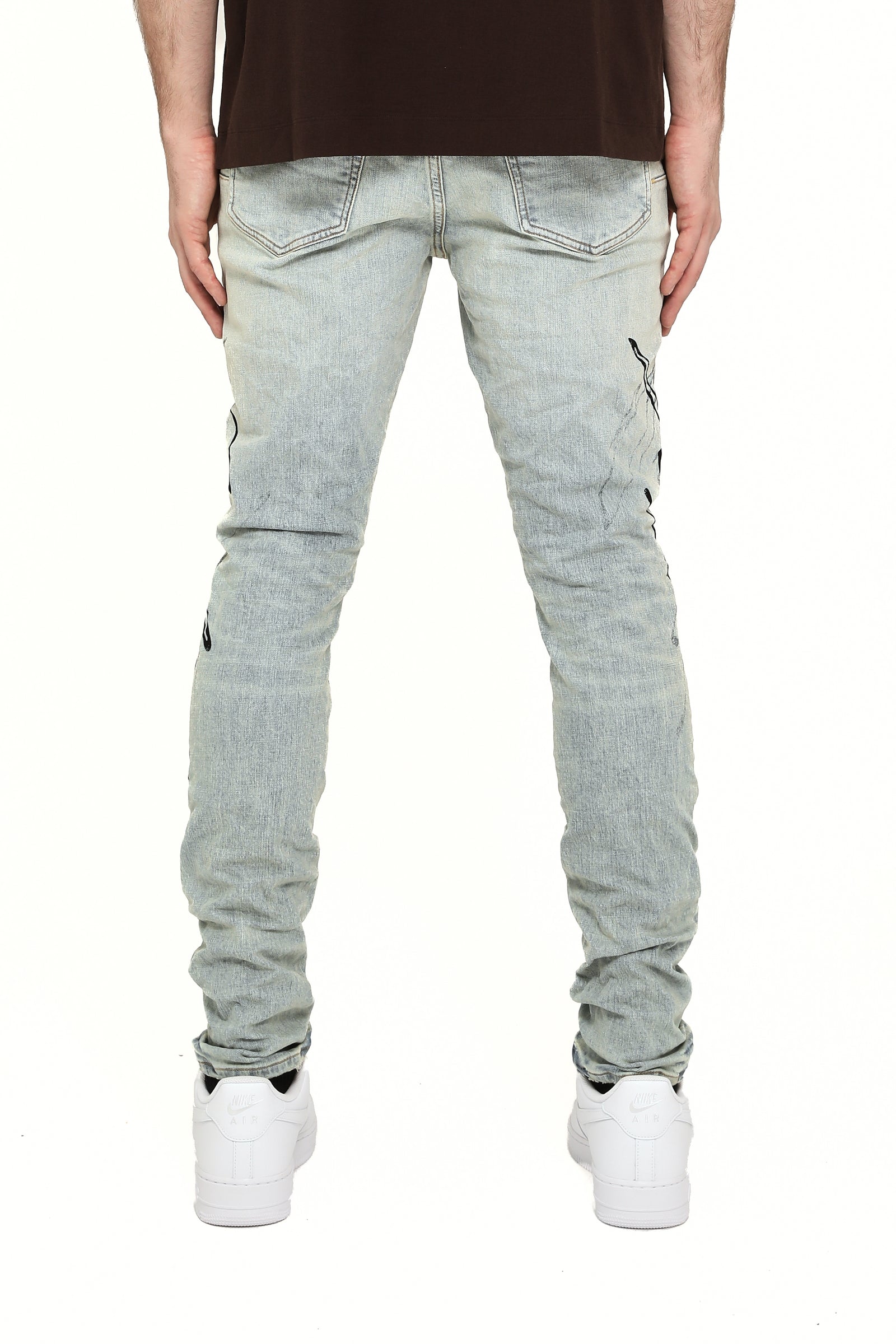 Purple Brand P001 Skinny Double Script Jeans in light indigo – view 2 of 4