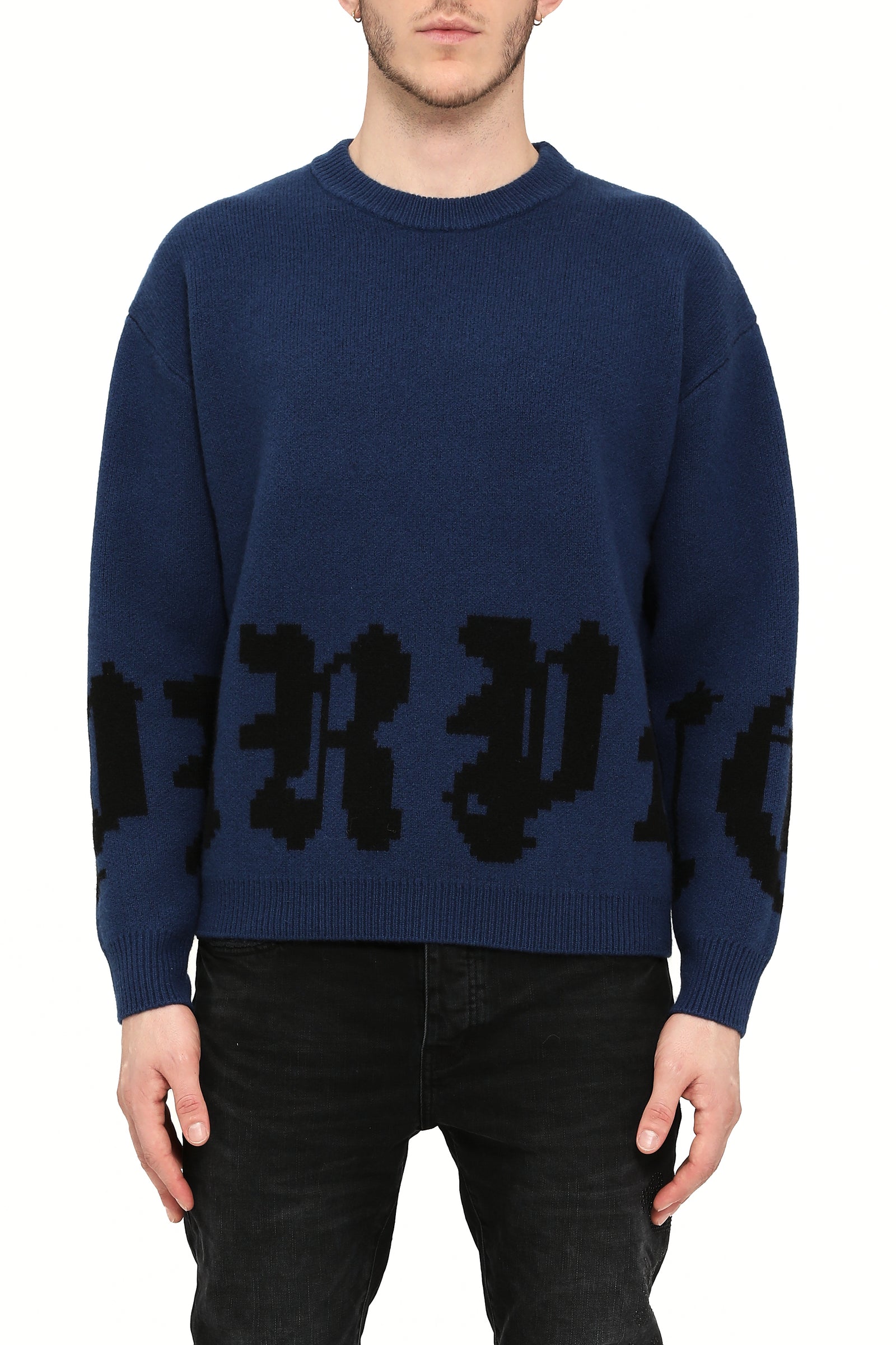 Purple Brand Jacquard Pullover Sweater in blue – view 1 of 2