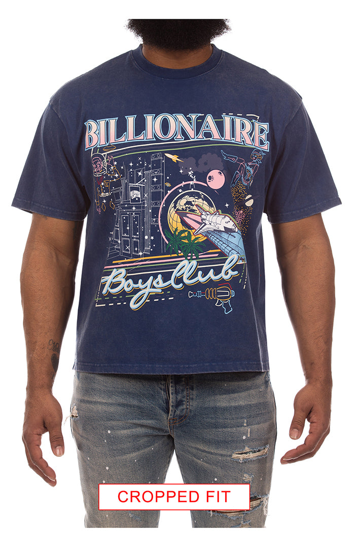 Billionaire Boys Club BB To The Moon S/S Knit (Cropped Fit) in navy – view 1 of 2