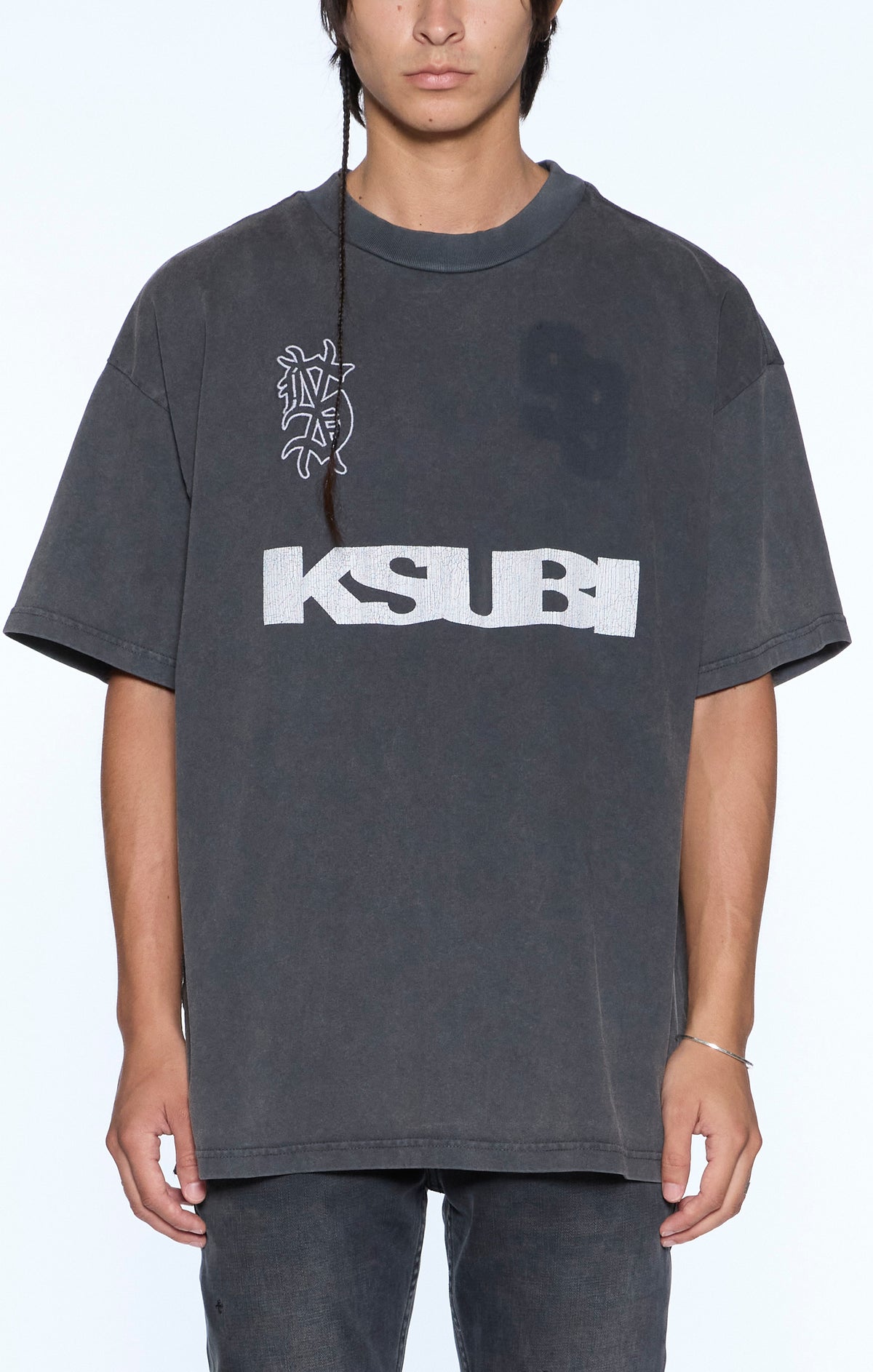 Ksubi rugged ekcess ss tee blasted Charcoal