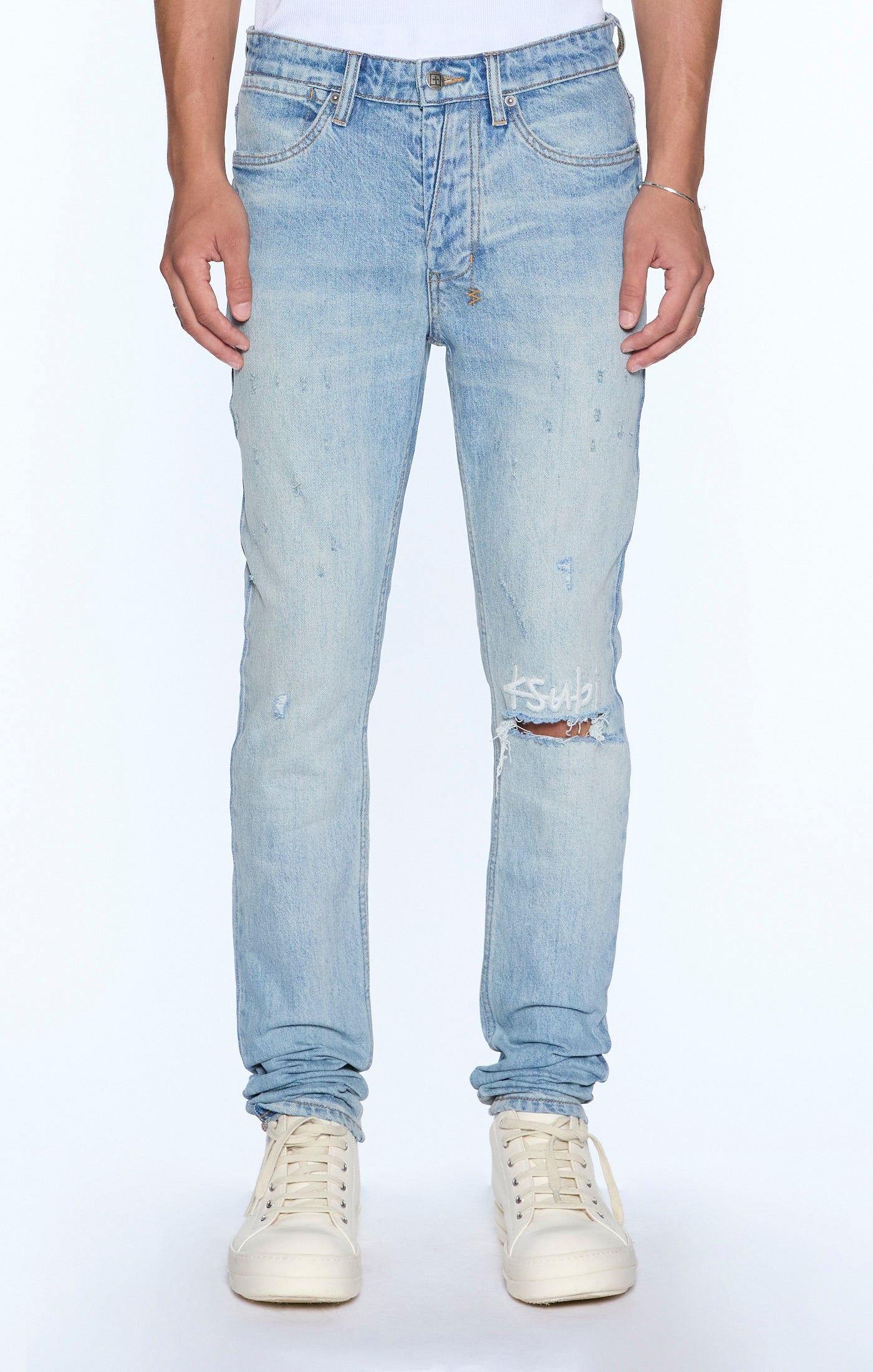 Ksubi Van Winkle Manhattan 1999 skinny jeans in blue indigo stone wash – view 1 of 3