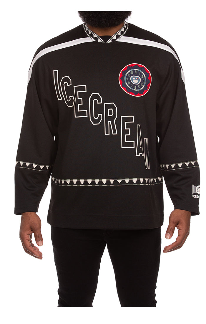 Icecream party on jersey ls knit - Black