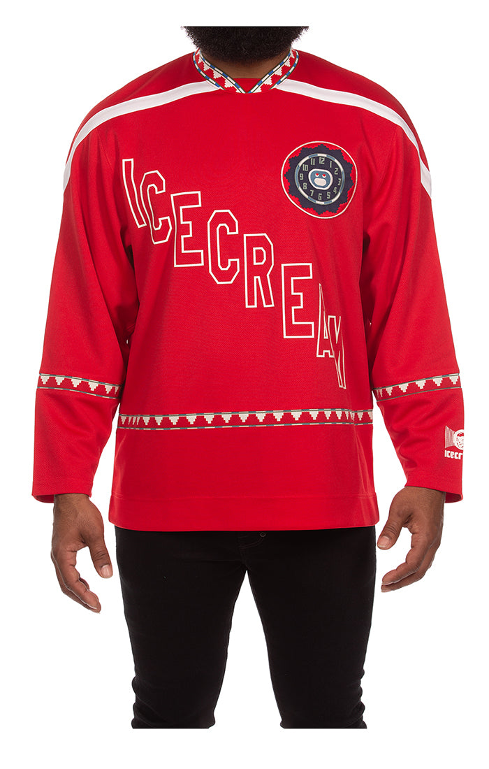 Icecream party on jersey ls knit - Goji Berry