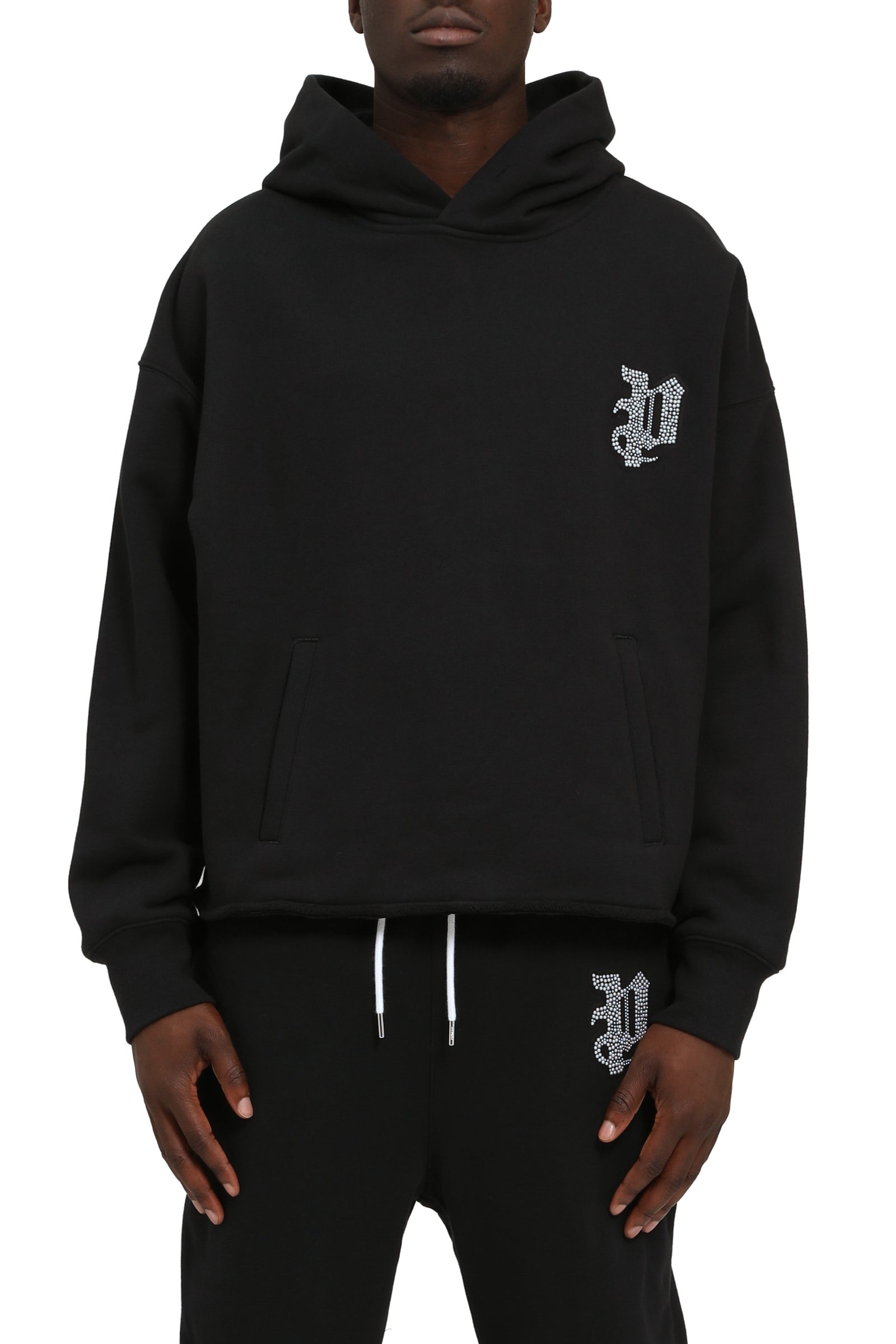Purple Brand HWT Fleece Oversized Hoodie in black, oversized long-sleeve hoodie – view 1 of 2