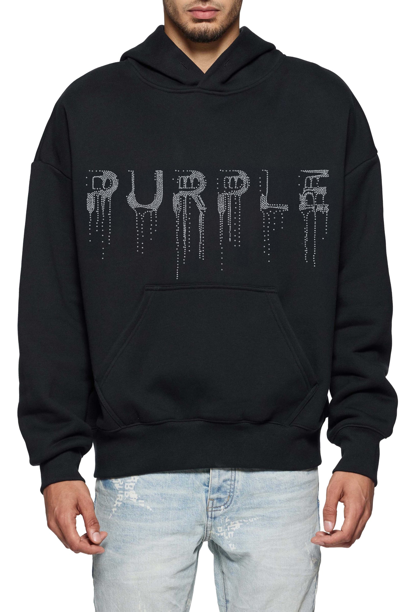 Purple Brand Heavyweight Fleece Pullover Hoodie in black – view 1 of 2
