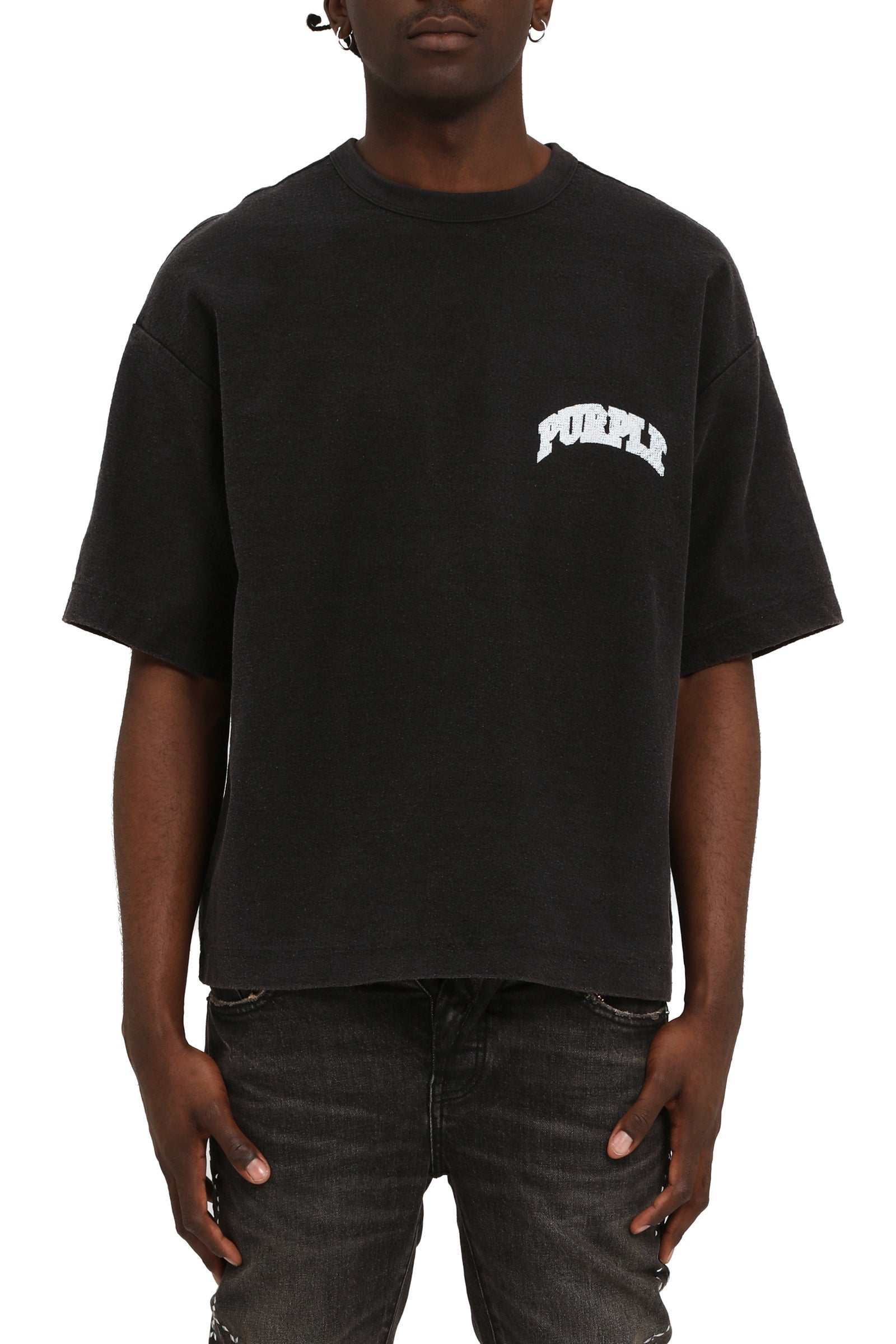 Purple Jeans Hwt Textured Jersey Ss - Black – view 1 of 2