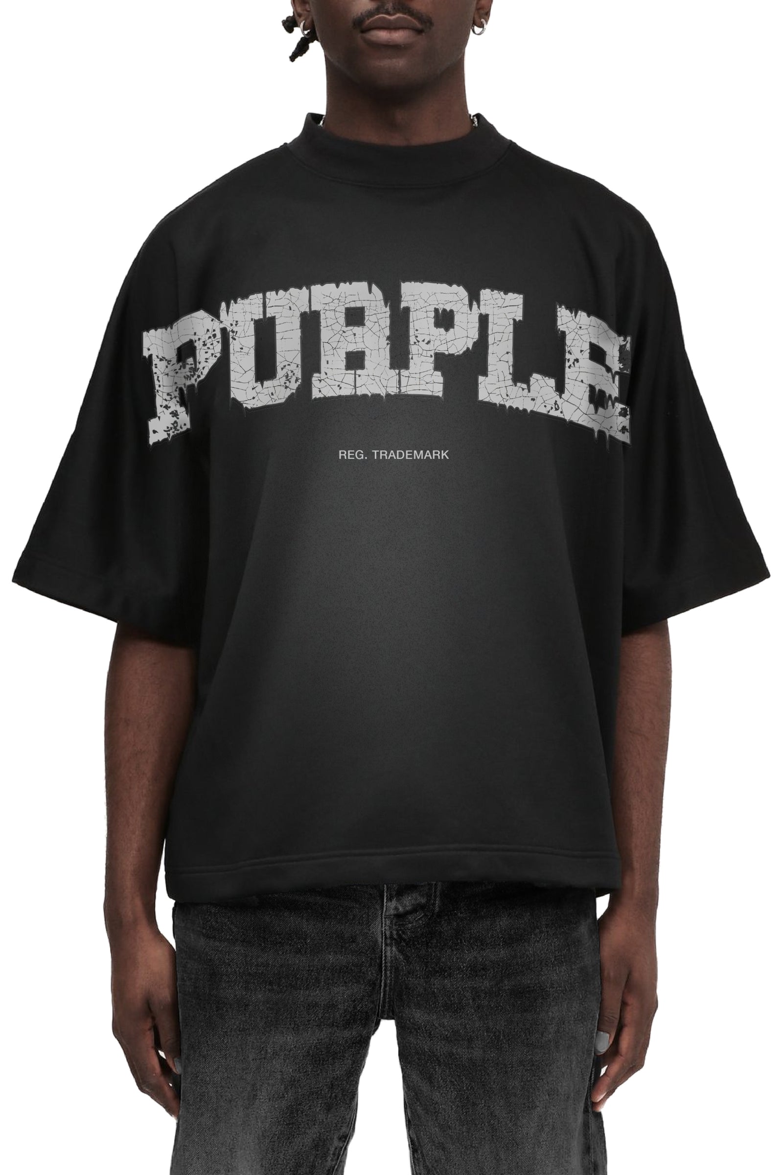 Purple Jeans Hwt Textured Jersey Ss - Black – view 1 of 2