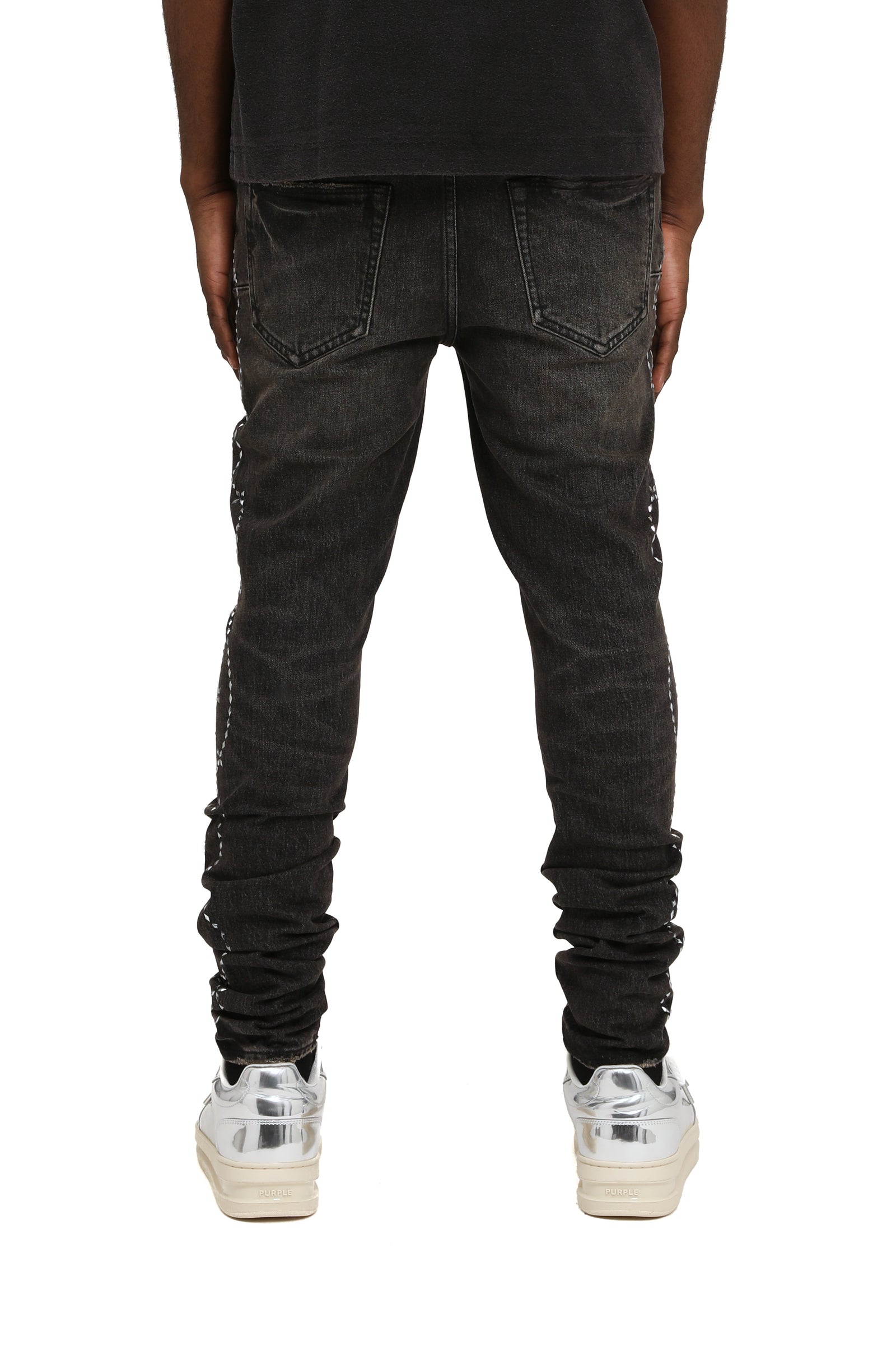 Purple Skinny Twist Hotfix jeans in washed black denim – view 2 of 2
