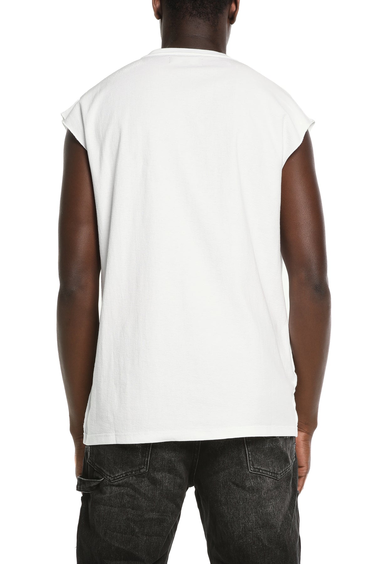 Textured Sleeveless Tee - White