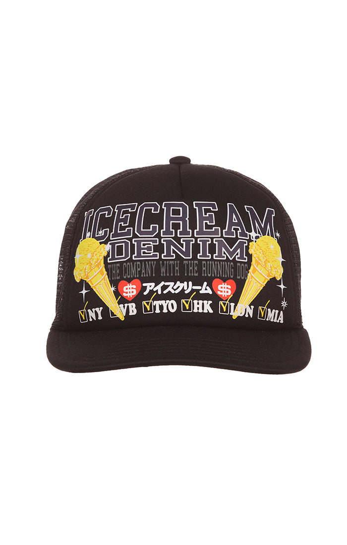 Icecream check list hat - Black
