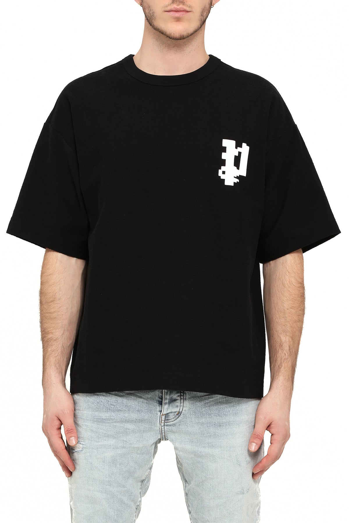 Hwt Textured Jersey Ss Top - Black