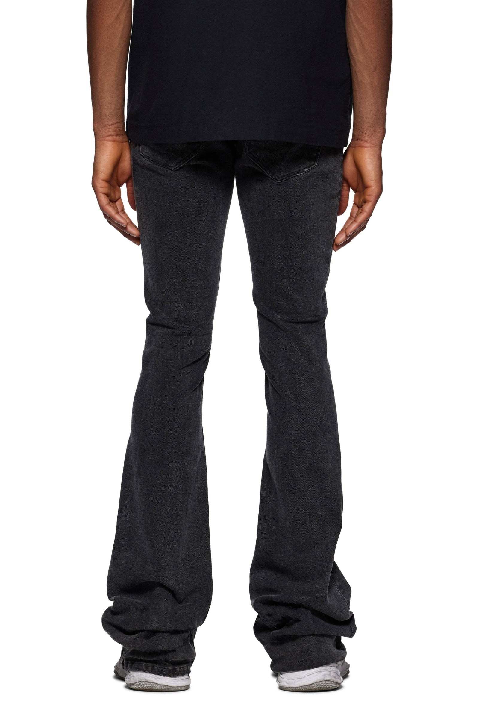 Purple Brand P072 Super Stack Flare Raw Jeans in black – view 2 of 2