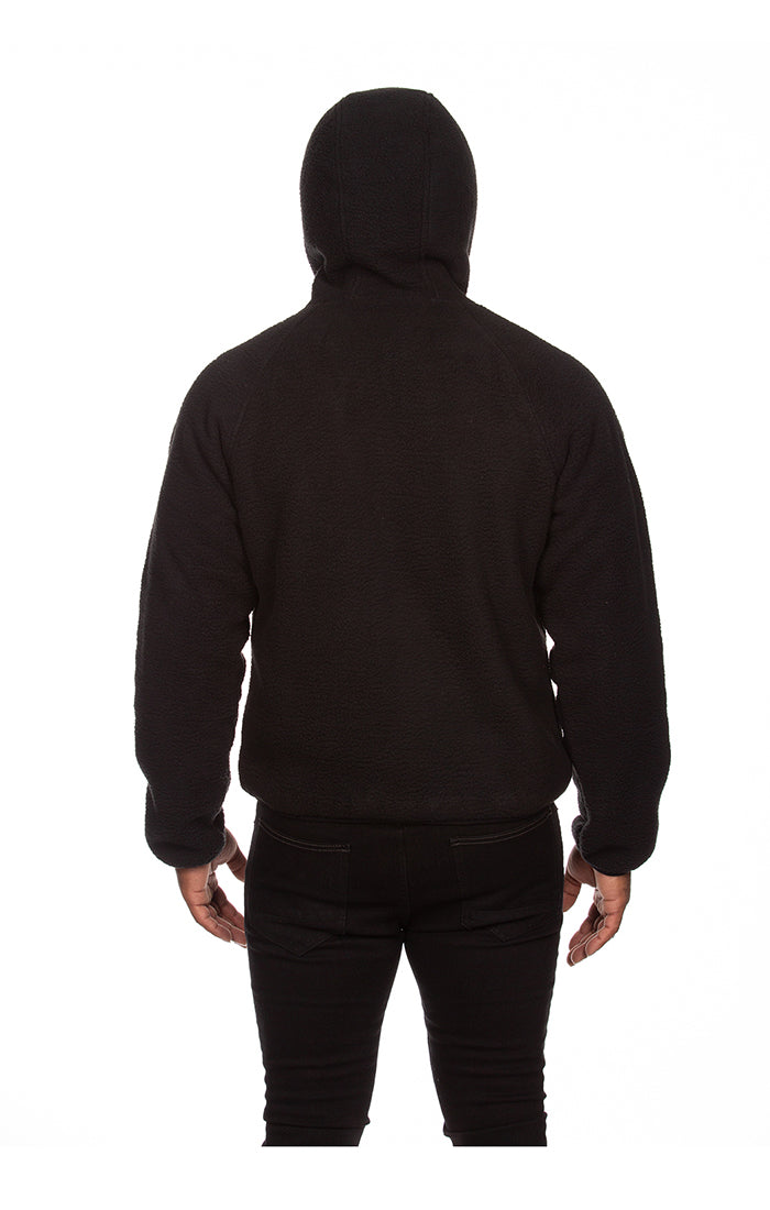 Grin zip front hoodie - Black