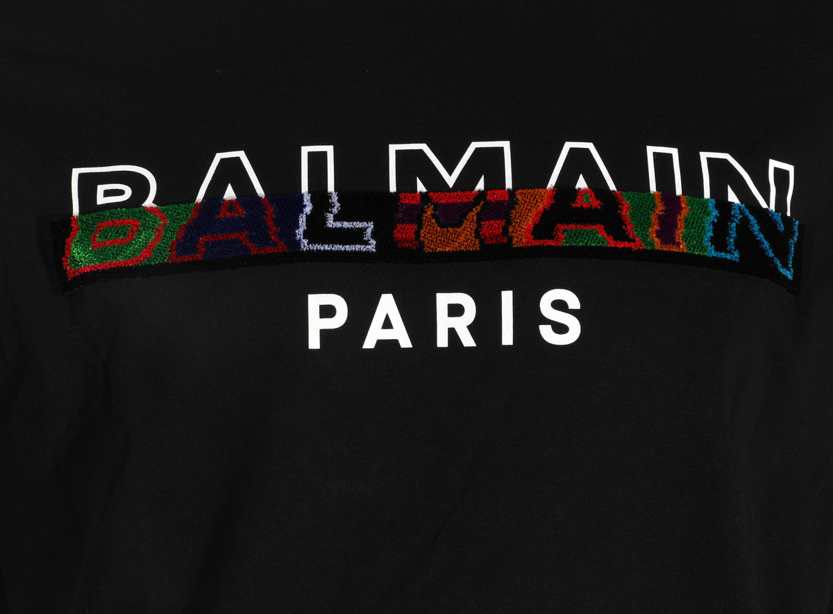 Balmain Textured T-Shirt - Straight Fit - Black