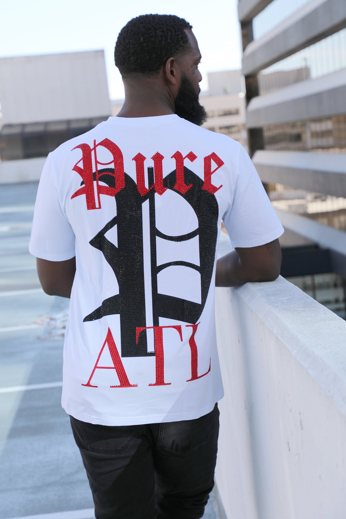 Red and Black Pure ATL Logo Diamond Tee