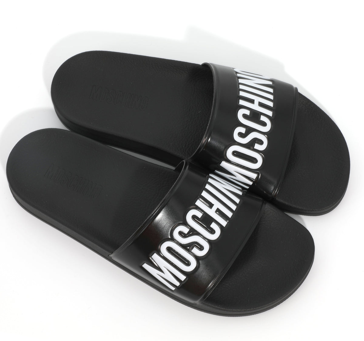 POOL SLIDES IN RUBBER WITH LOGO - BLACK/WHITE