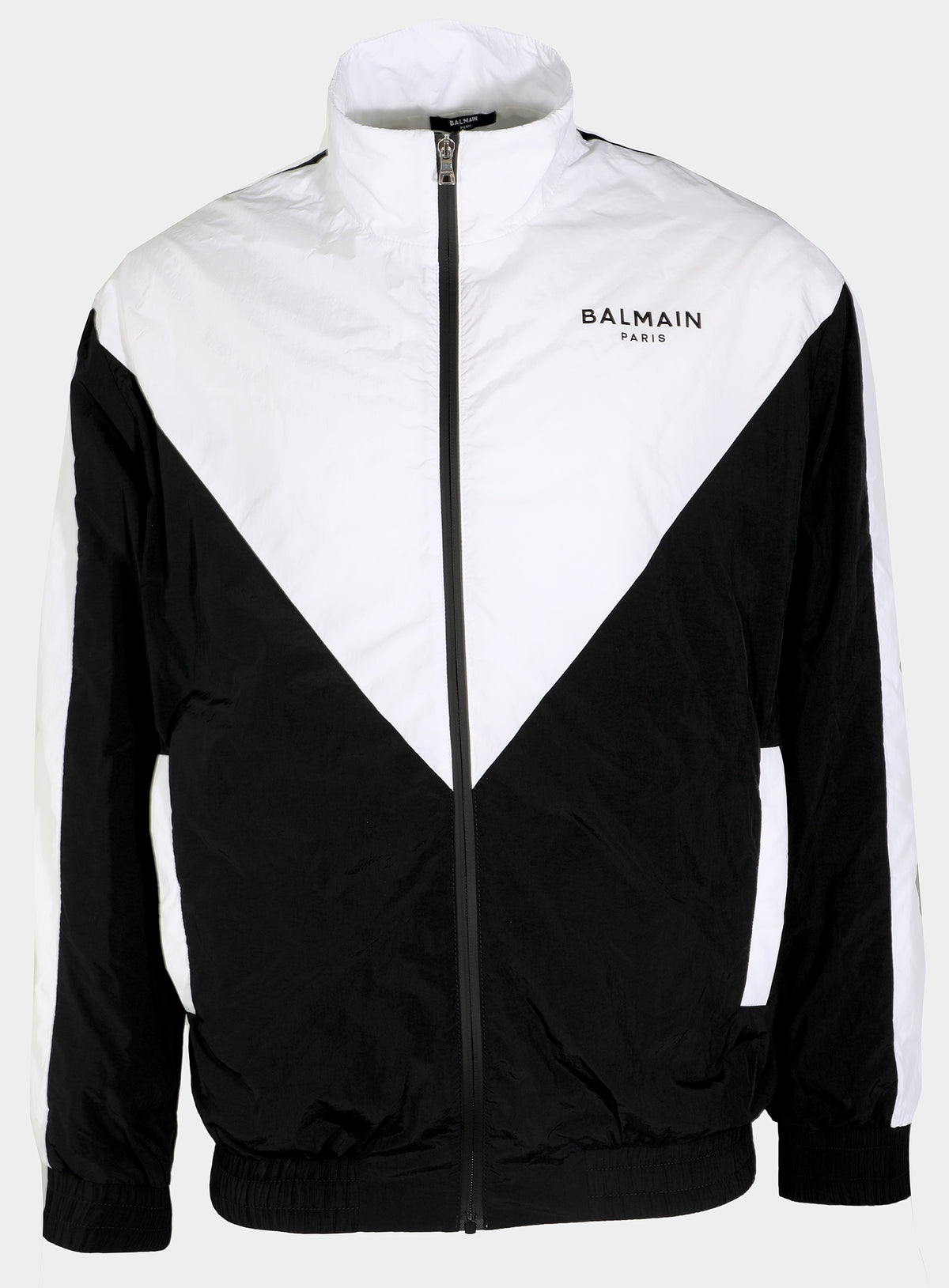 NYLON MULTI-CUTS TRACKJACKET - BLACK AND WHITE