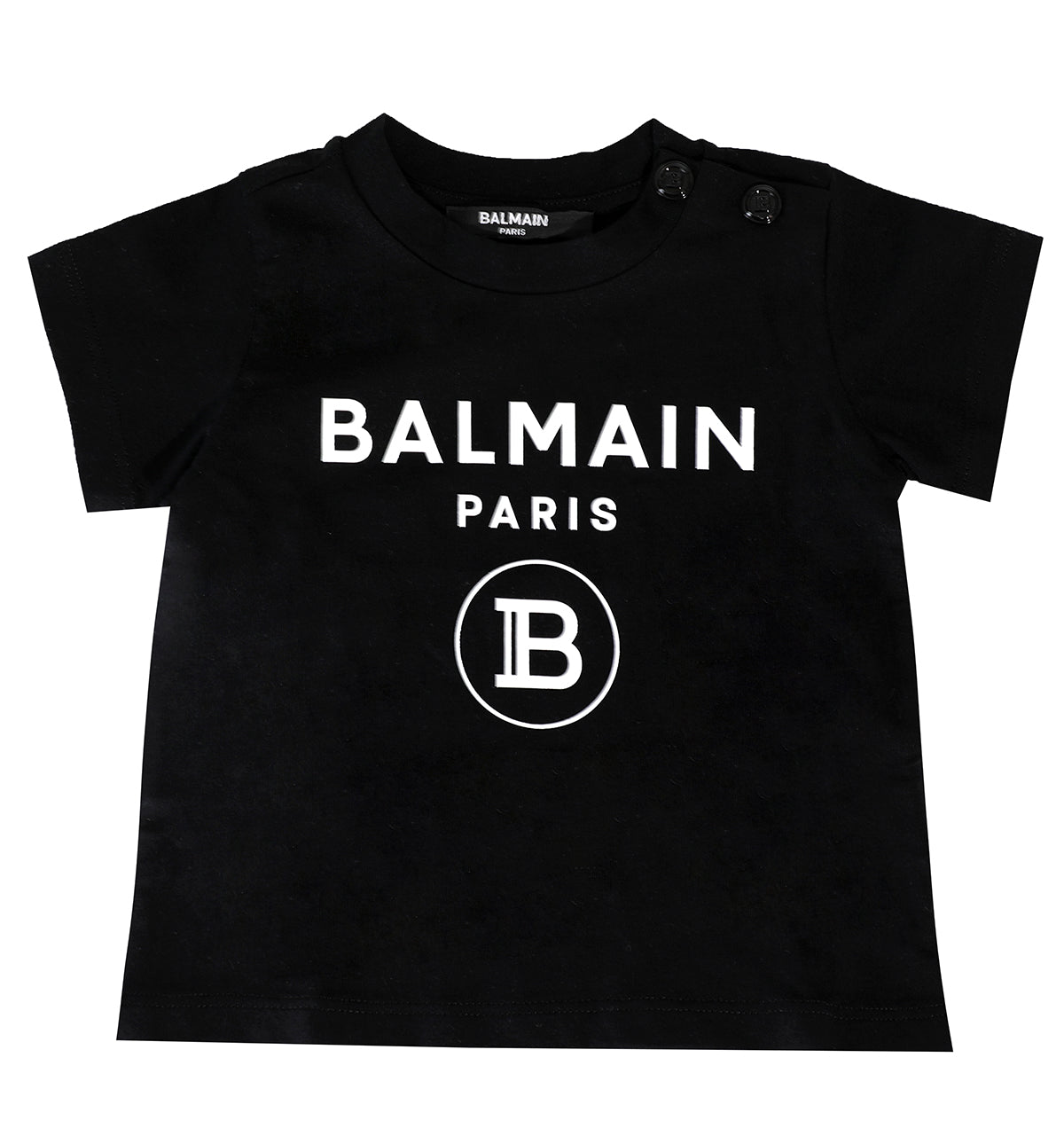 BABY CLASSIC LOGO TEE W/ SHOULDER SNAPS - BLACK