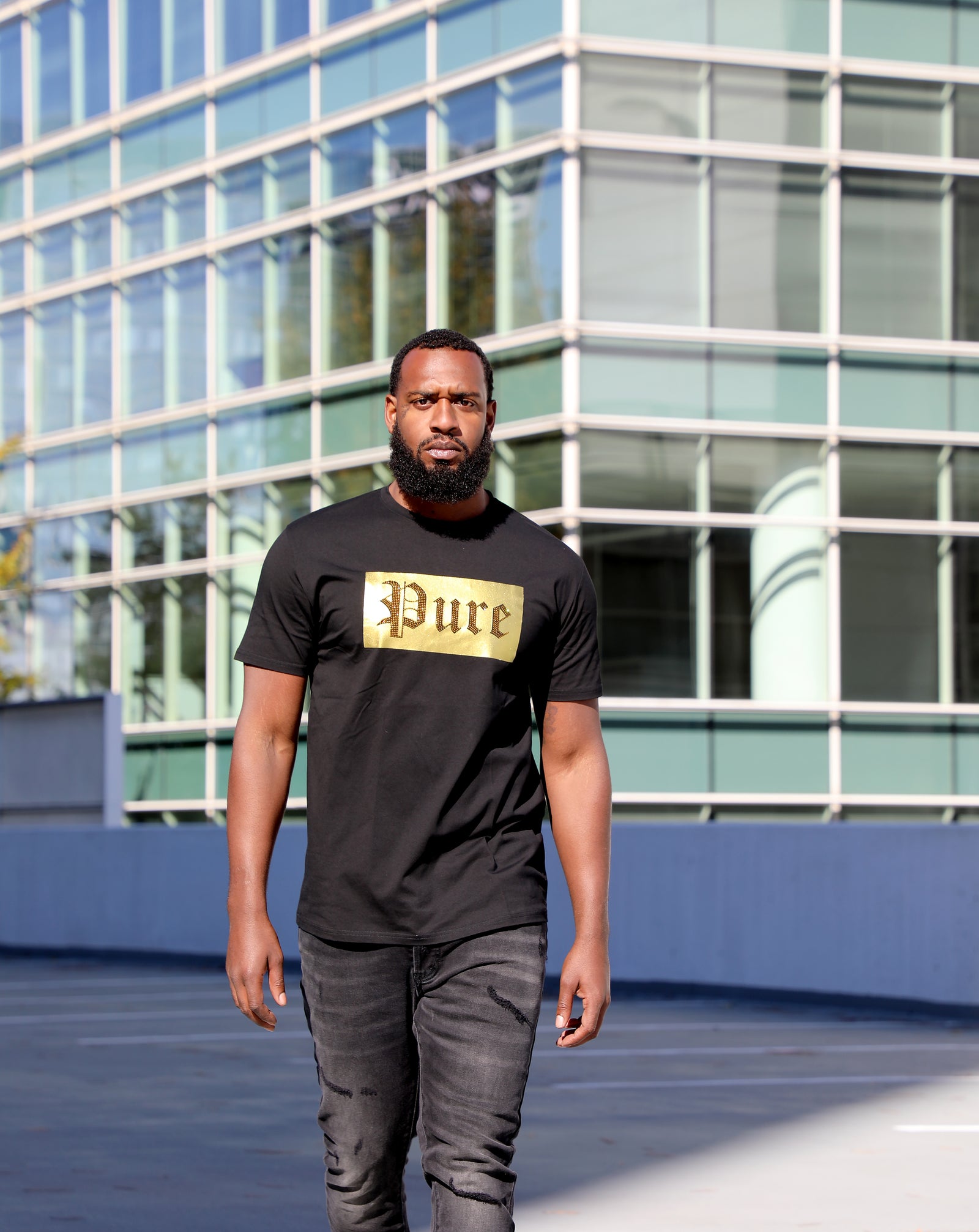 Pure Diamond Block Logo Tee in black and gold – view 3 of 7