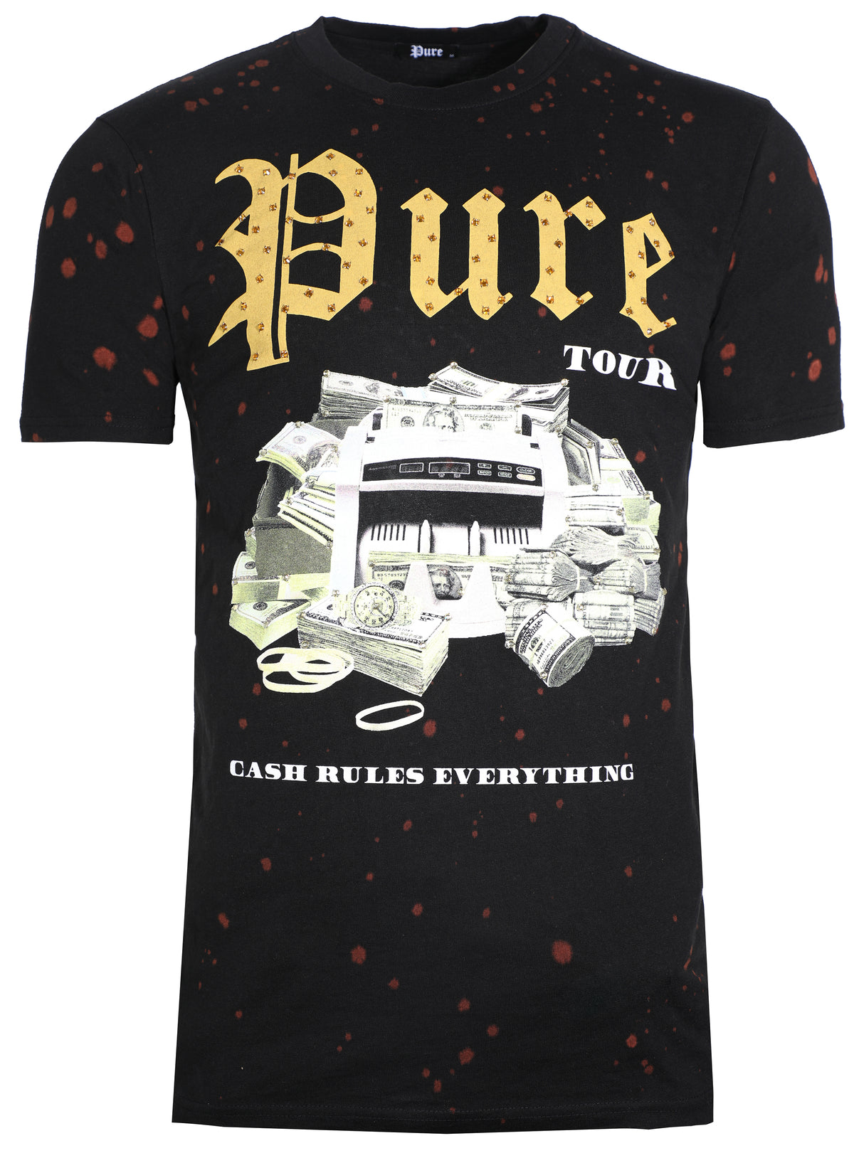 PURE STACKS TYE DYE TEE W| CRYSTALS - BLACK