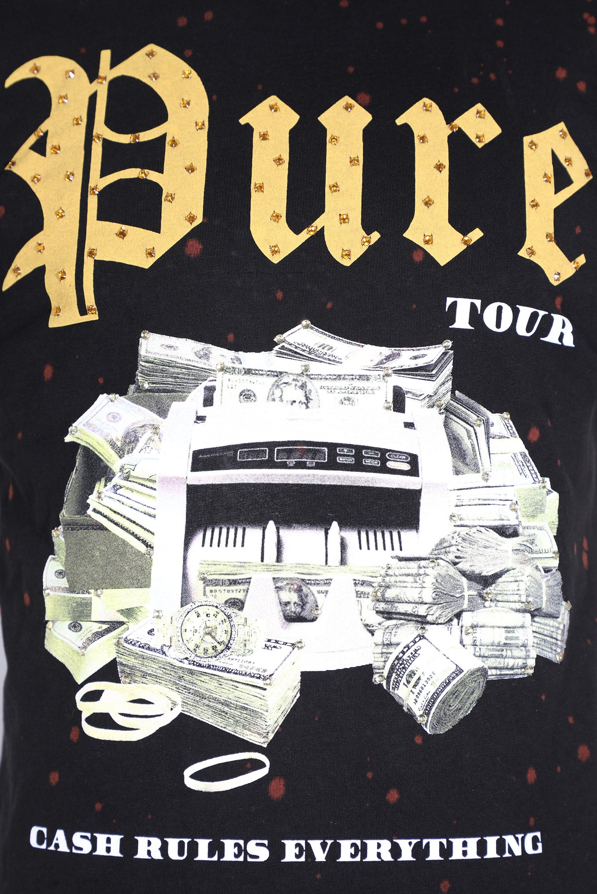 PURE STACKS TYE DYE TEE W| CRYSTALS - BLACK