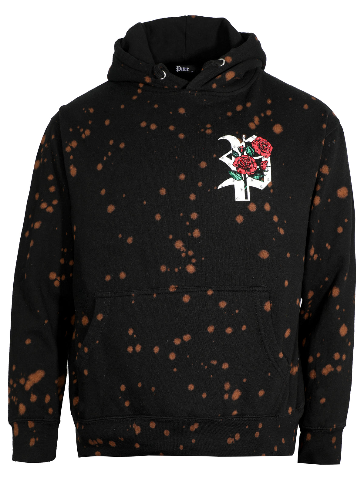 PURE FAMILY IS FOREVER TYE DIE HOODIE W| CRYSTALS - BLACK