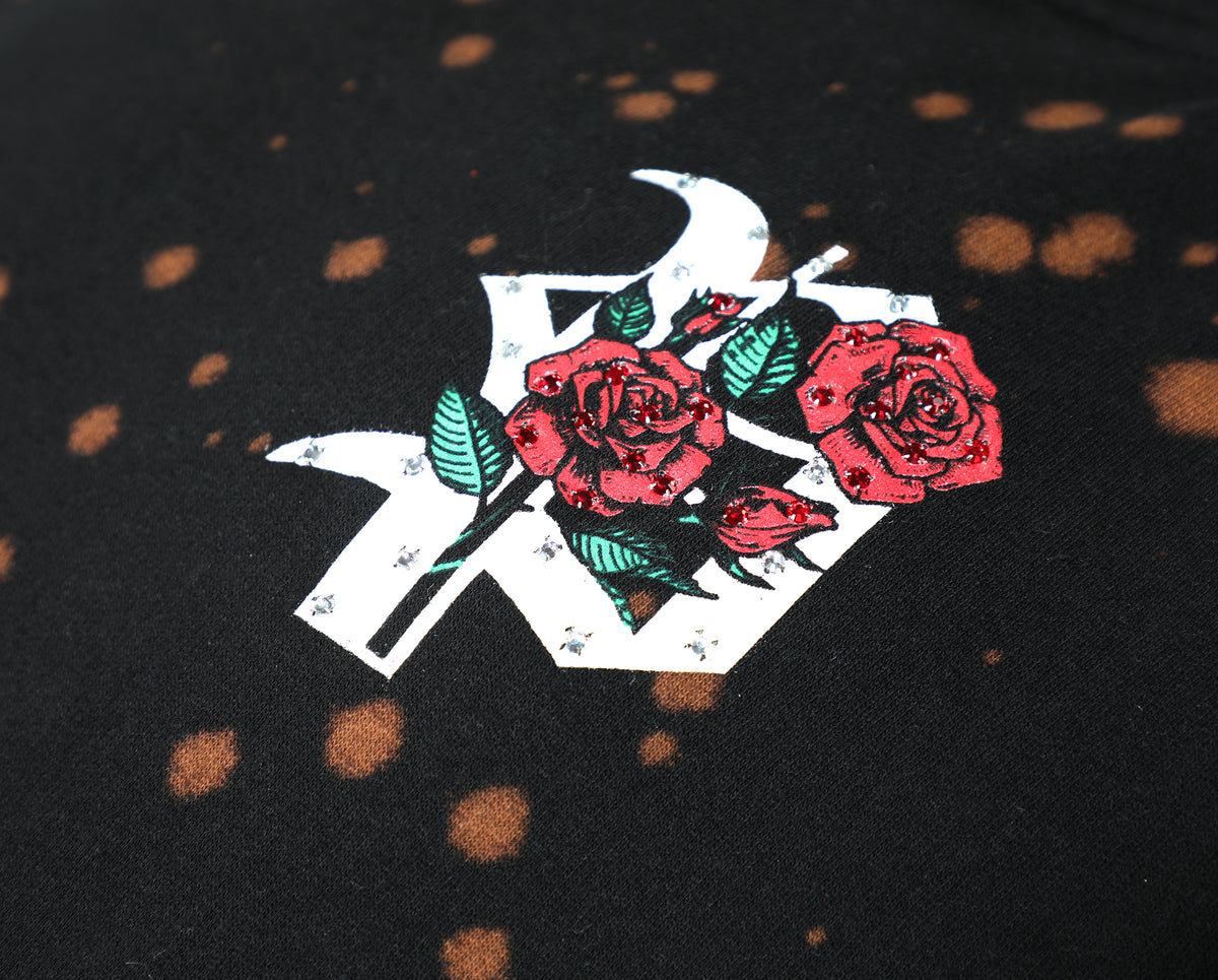 PURE FAMILY IS FOREVER TYE DIE HOODIE W| CRYSTALS - BLACK