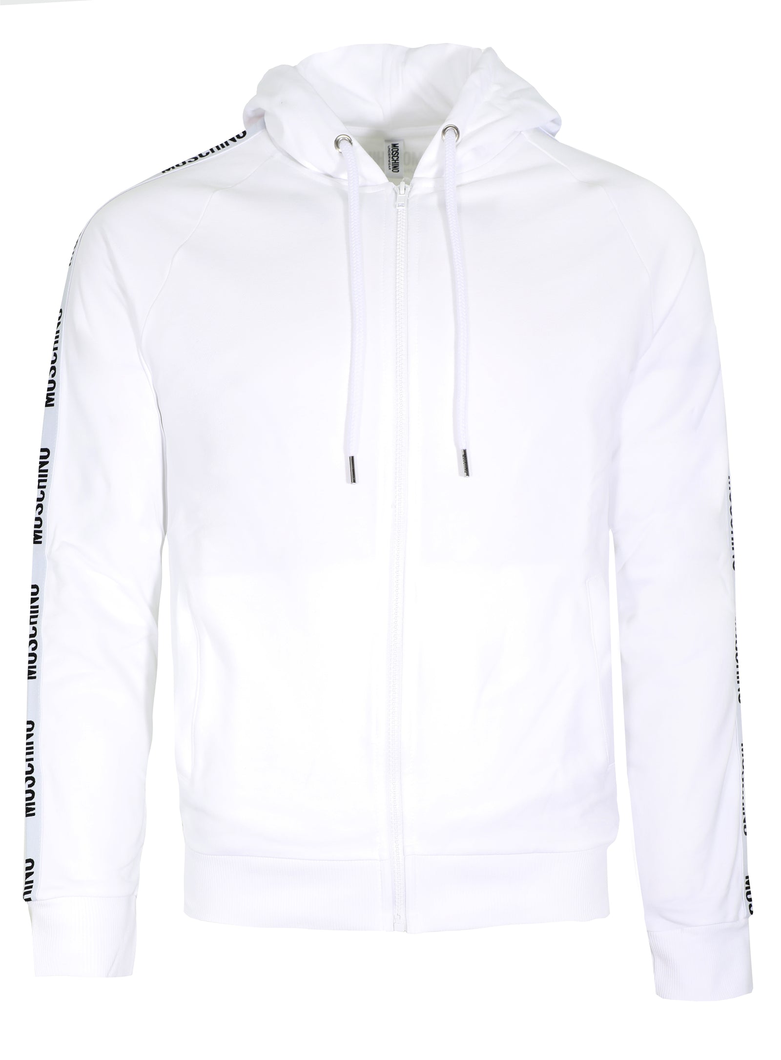 Moschino Underwear Side Stripe Full Zip Hoodie in white – view 2 of 3