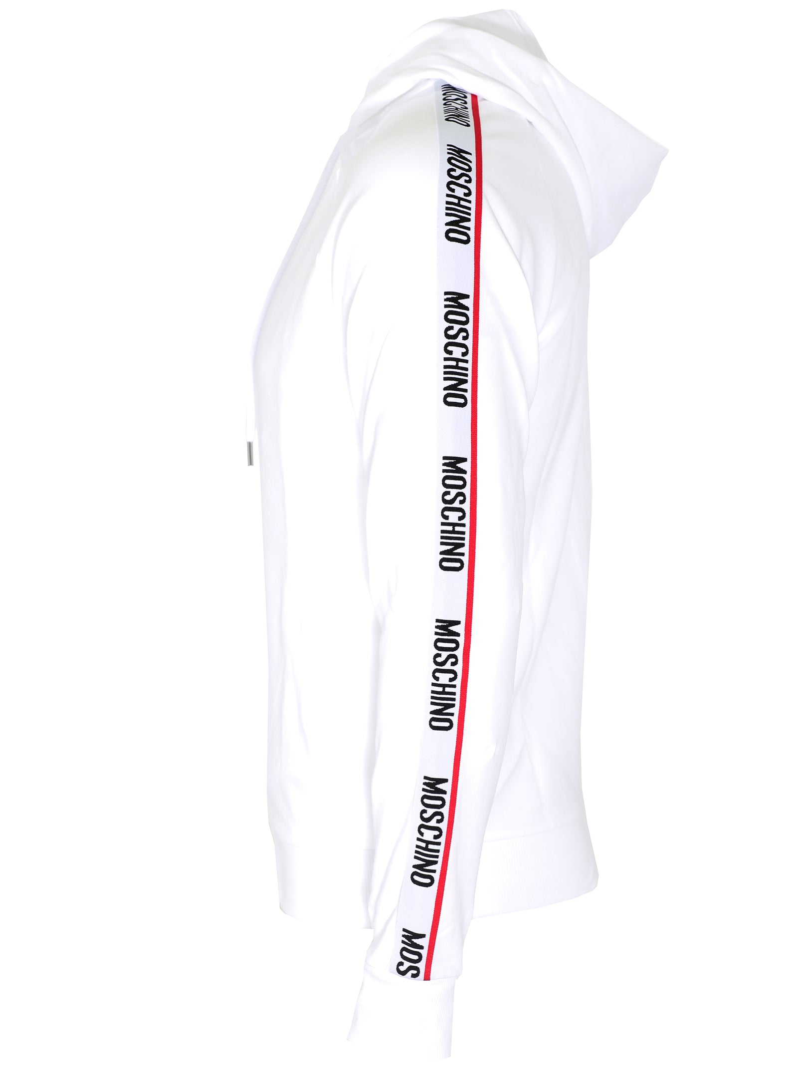 Moschino Underwear Side Stripe Full Zip Hoodie in white – view 1 of 3