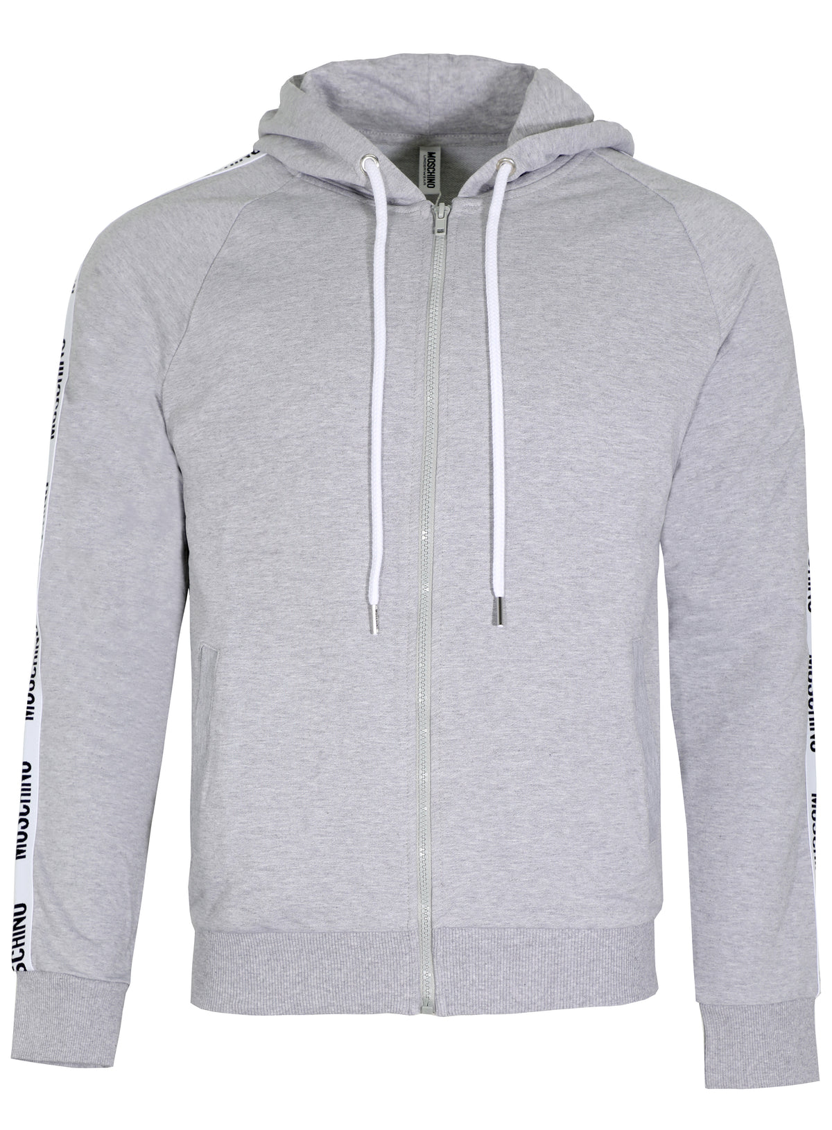 SIDE STRIPE FULL ZIP HOODIE - GREY