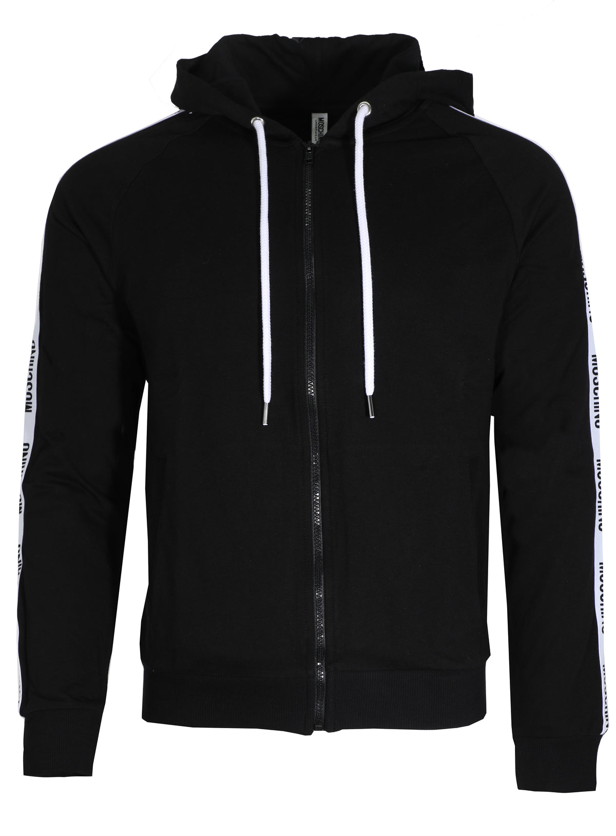 SIDE STRIPE FULL ZIP HOODIE - BLACK