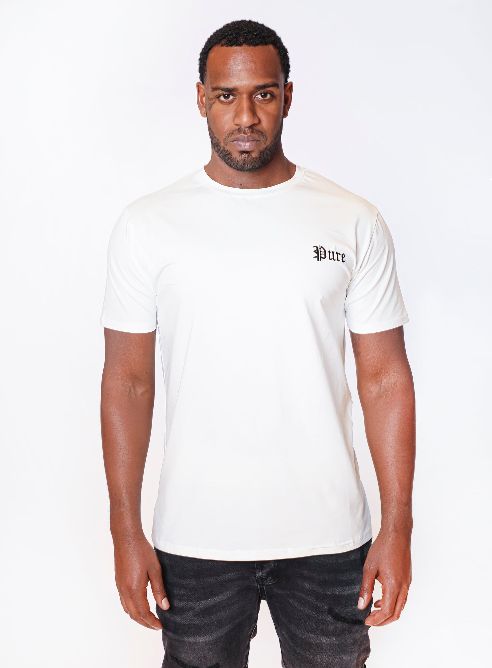 Pure Embroidered Tee in off white – view 1 of 5