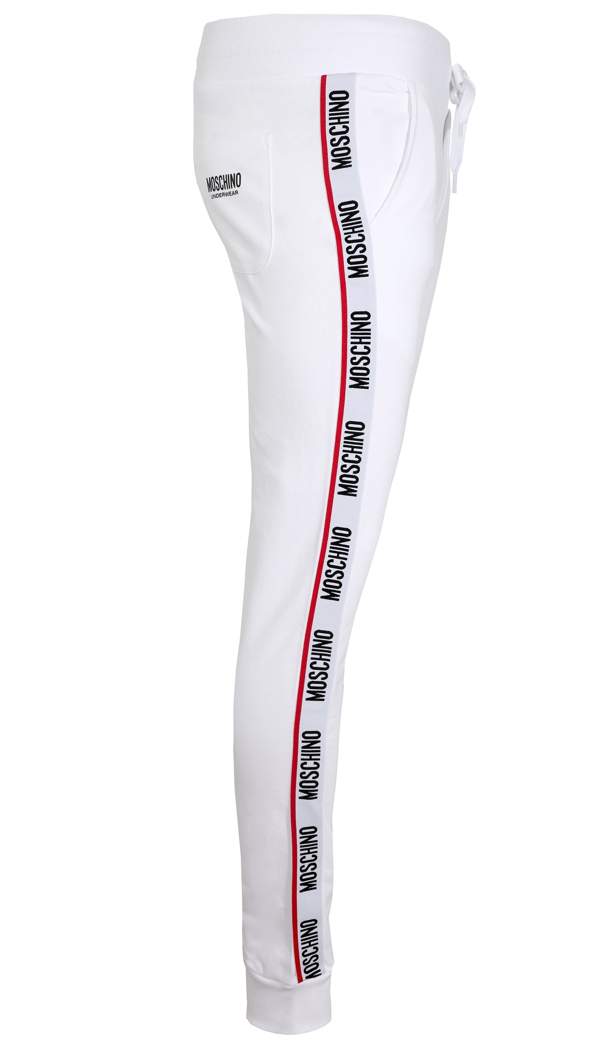 MOSCHINO JOGGERS W| SIDE STRIPE LOGO - WHITE