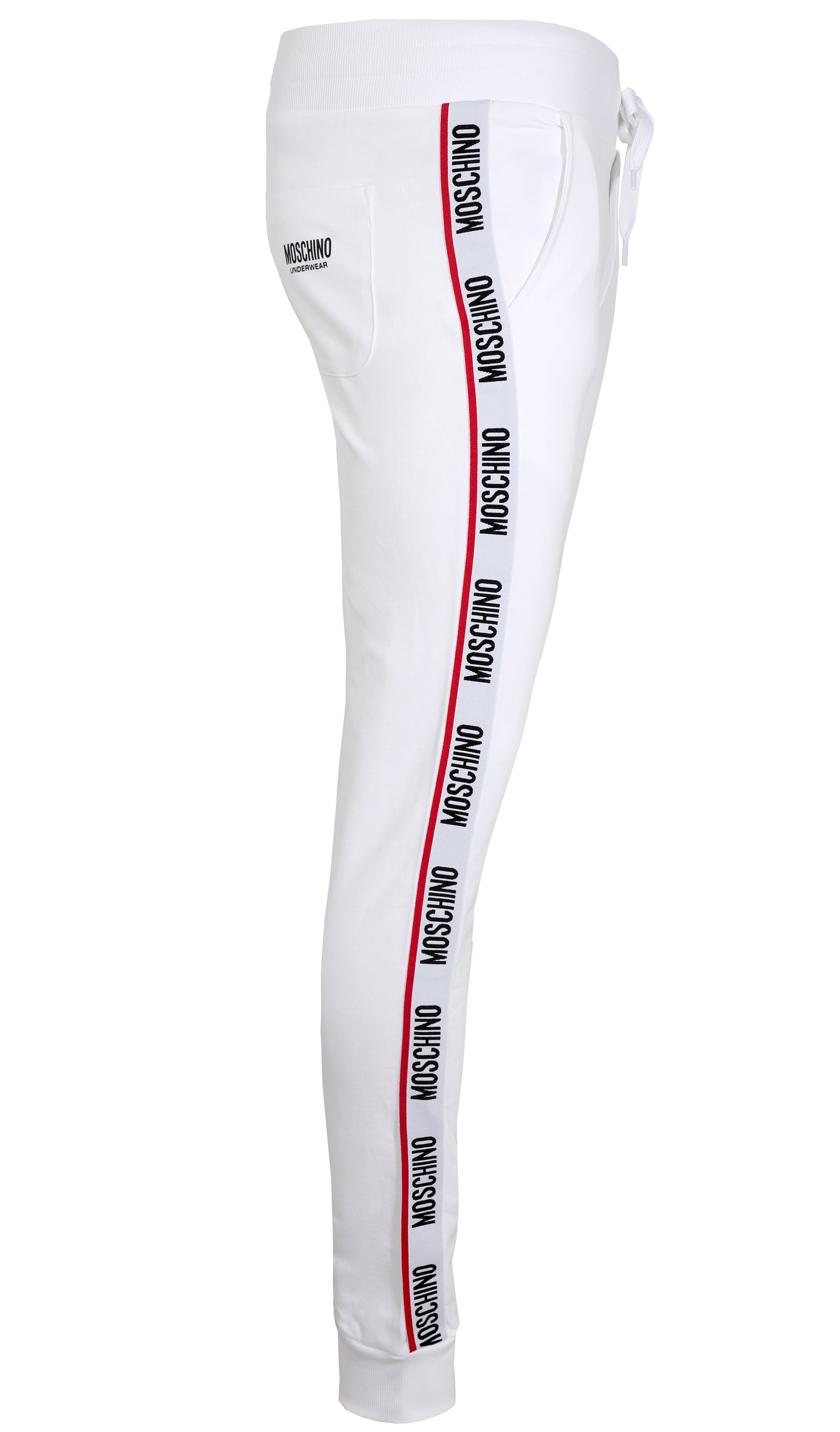 MOSCHINO JOGGERS W| SIDE STRIPE LOGO - WHITE – view 1 of 3