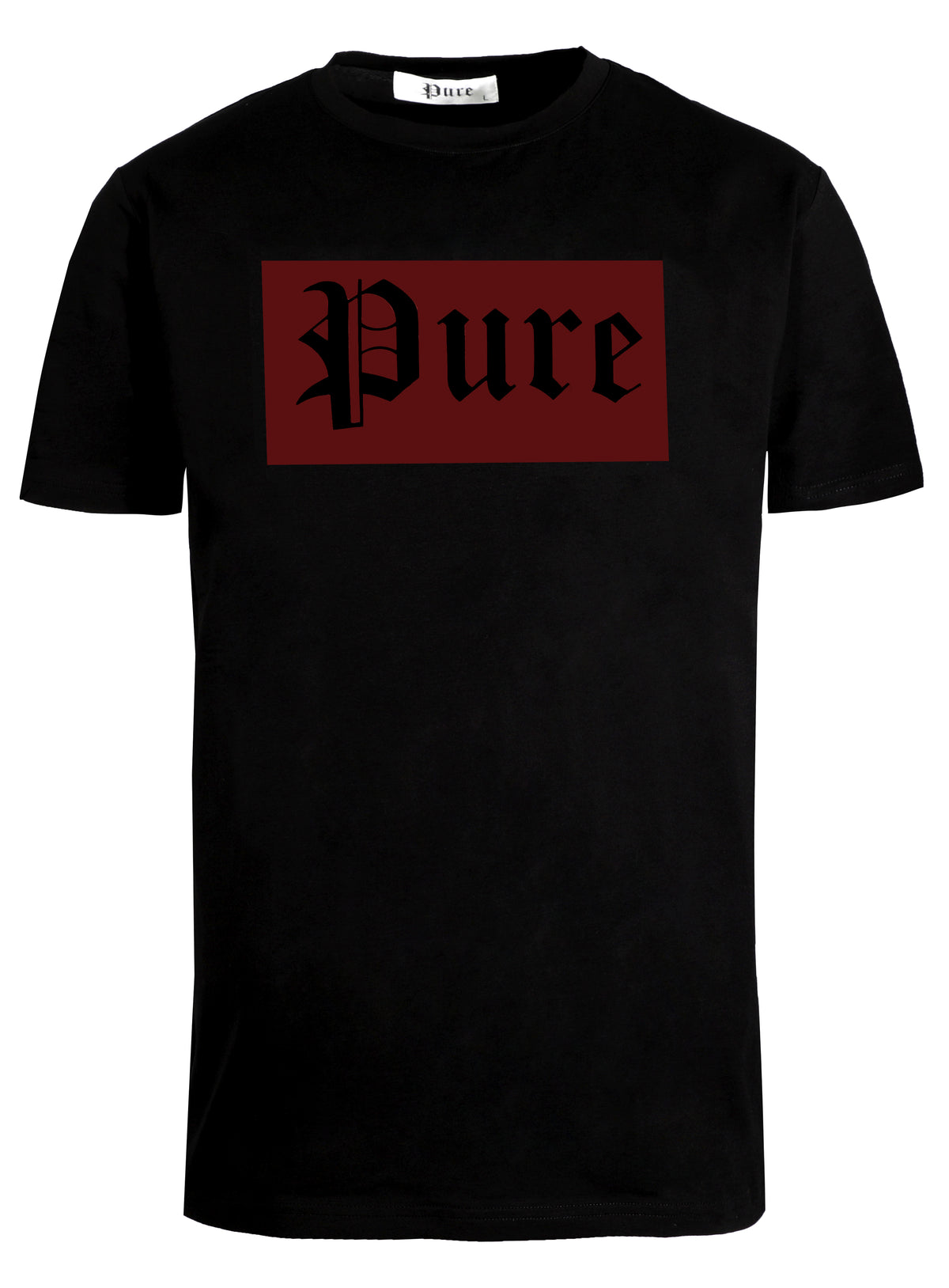 PURE BLOCK LOGO TEE BLACK/BURGUNDY