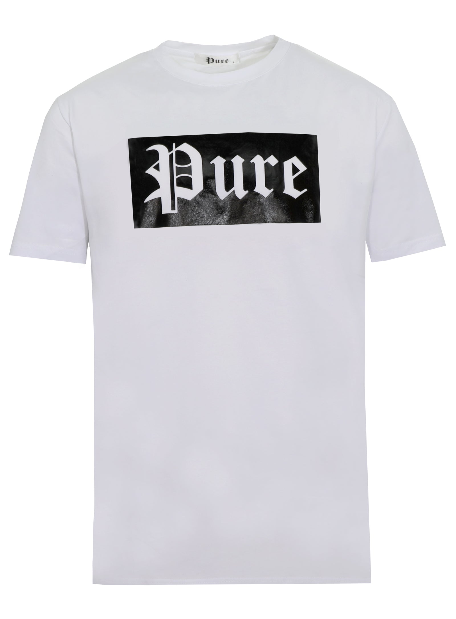 Stretch Pure Tee White with Black Block Logo in white/black – view 1 of 9