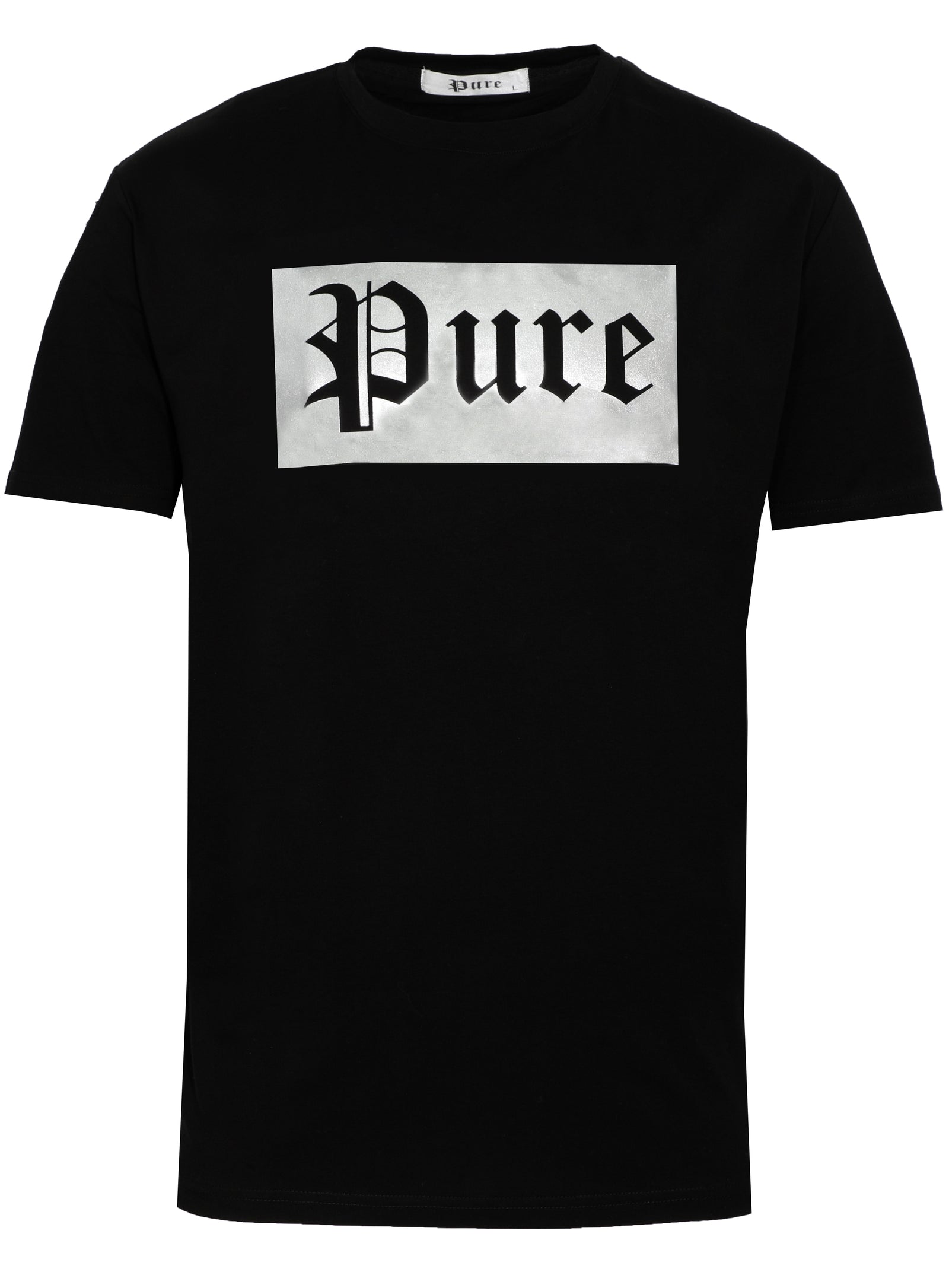 Black Tee with Silver Pure Logo in black with silver logo – view 1 of 6