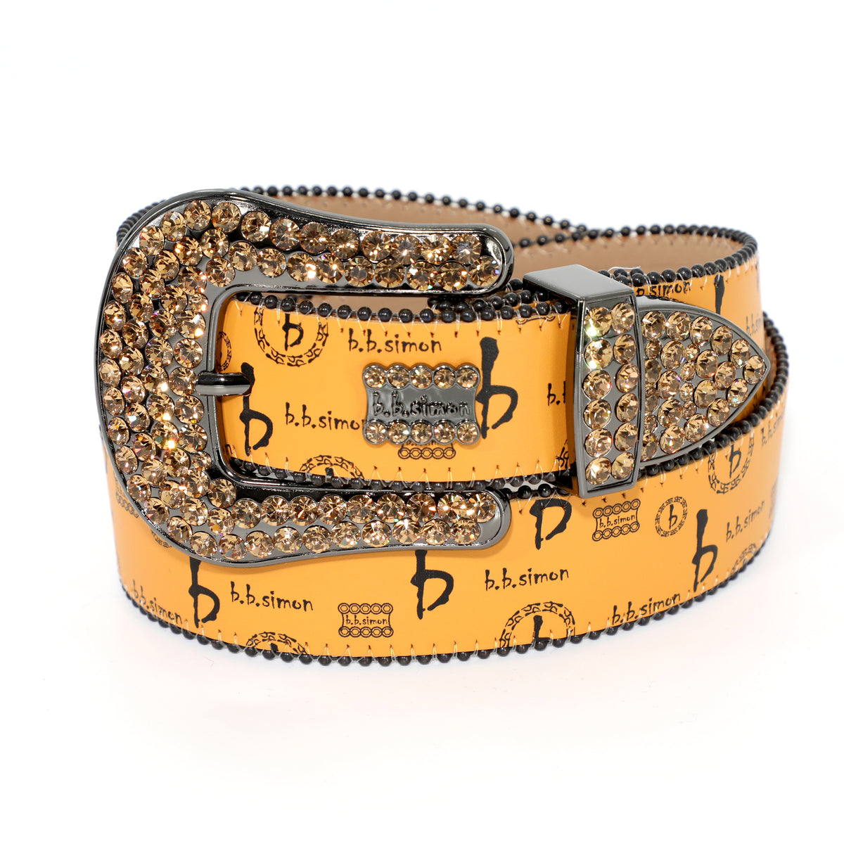 B.B. SIMON MONOGRAM BELT - YELLOW