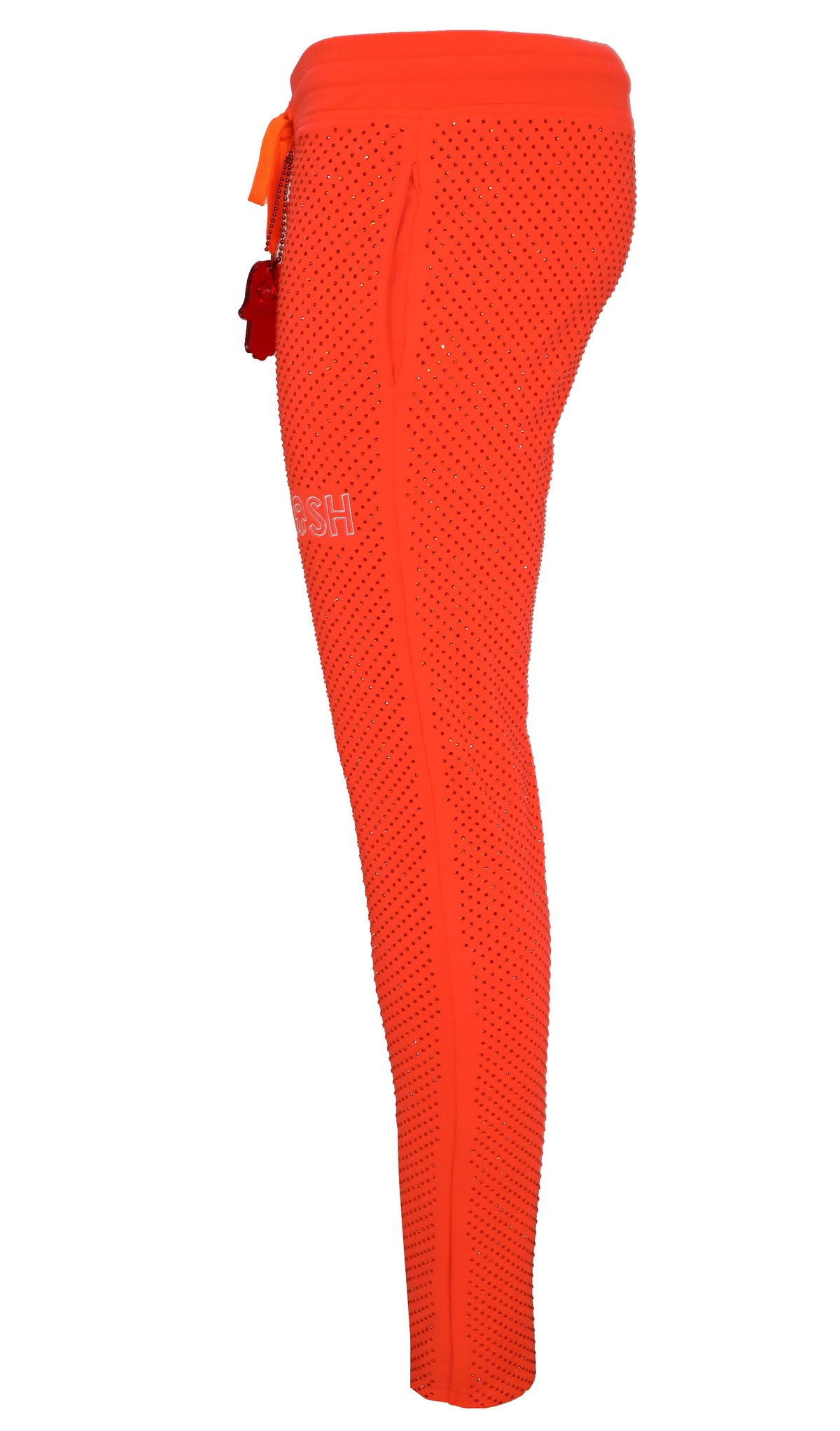 Kash all over diamond track pants Elastic Waistband Drawstring closure Color: Orange 100% Polyester Wrinkle Free Material Fits true to size