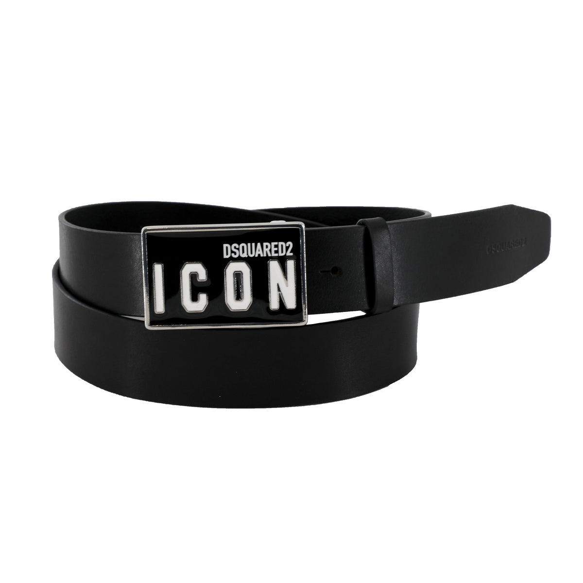 DSQUARED BE ICON PLAQUE BELT - BLACK