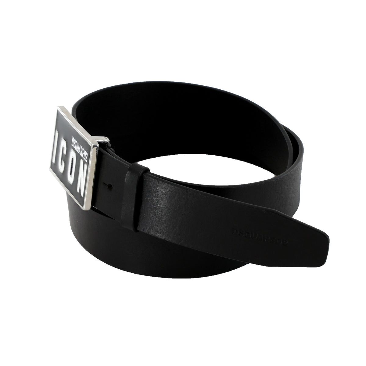 DSQUARED BE ICON PLAQUE BELT - BLACK