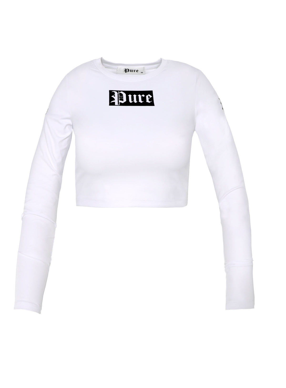 WOMEN'S PURE CROPPED LONG SLEEVE SHIRT - WHITE