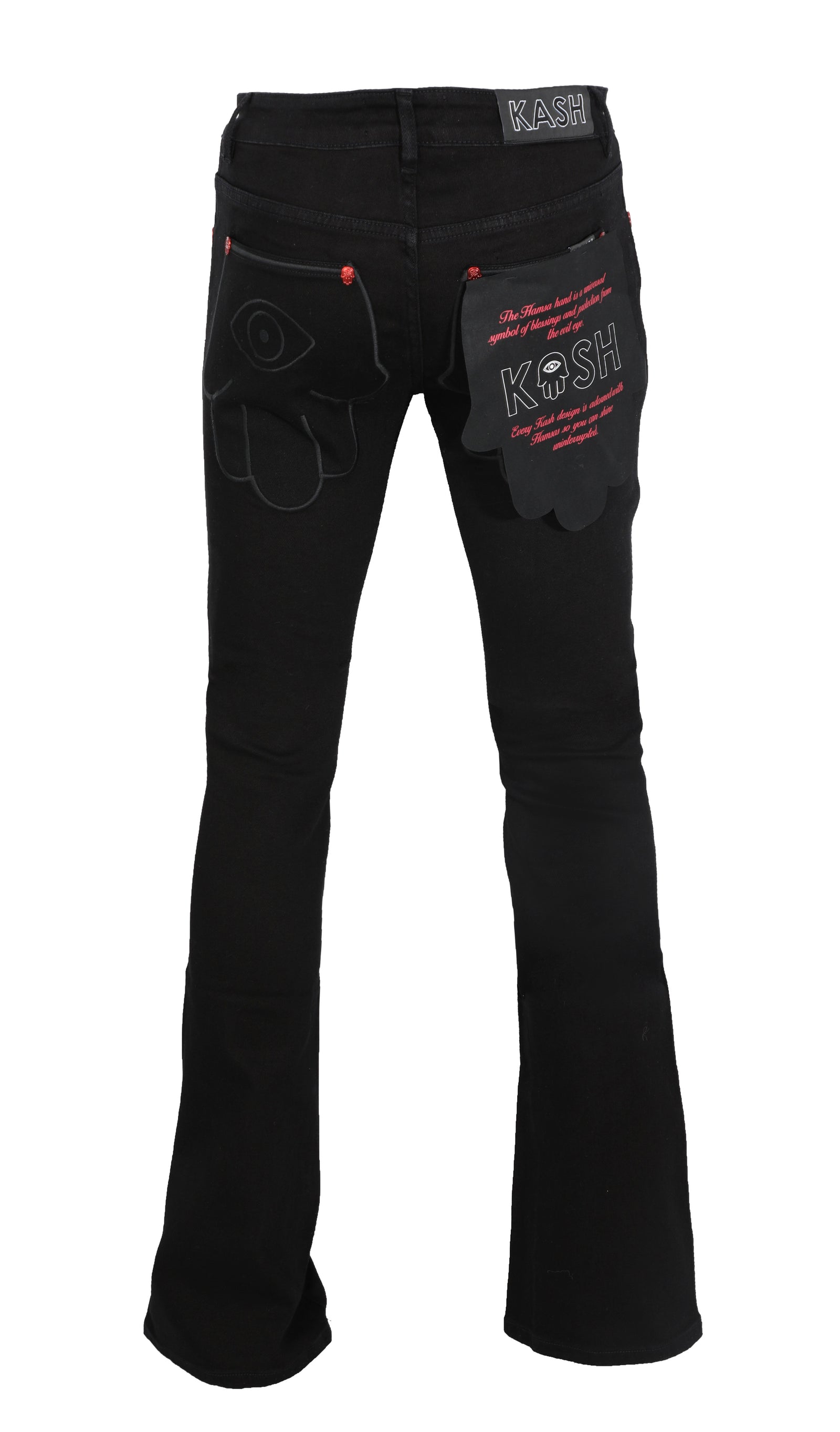 Kash Stacked Denim with Hamsa Pocket in black – view 1 of 5