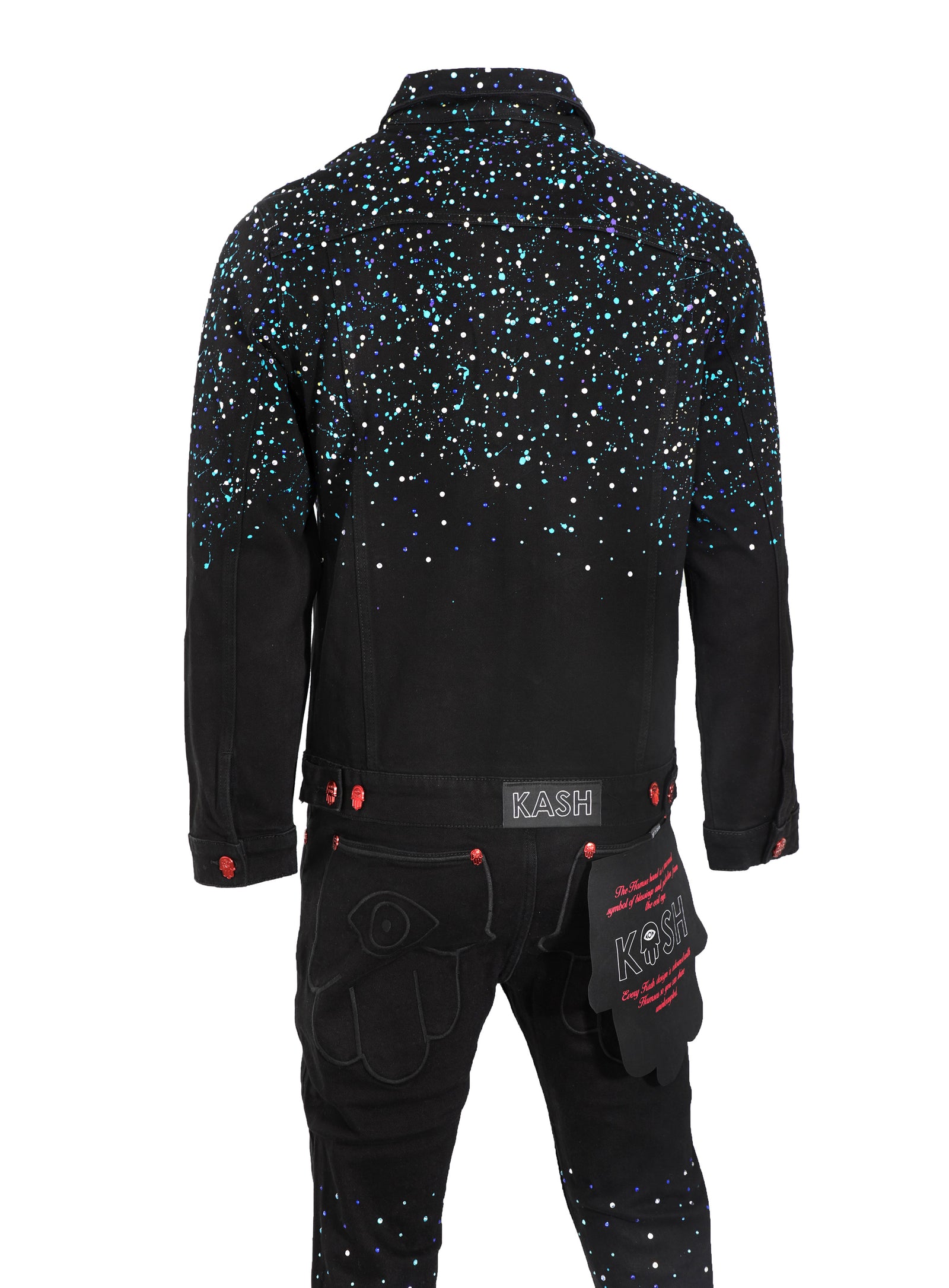 Kash Paint and Crystal Splattered Jacket in black – view 6 of 9