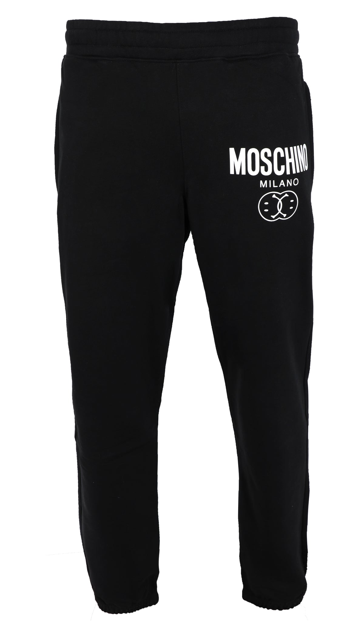 DOUBLE SMILEY LOGO ORGANIC FLEECE JOGGERS - BLACK
