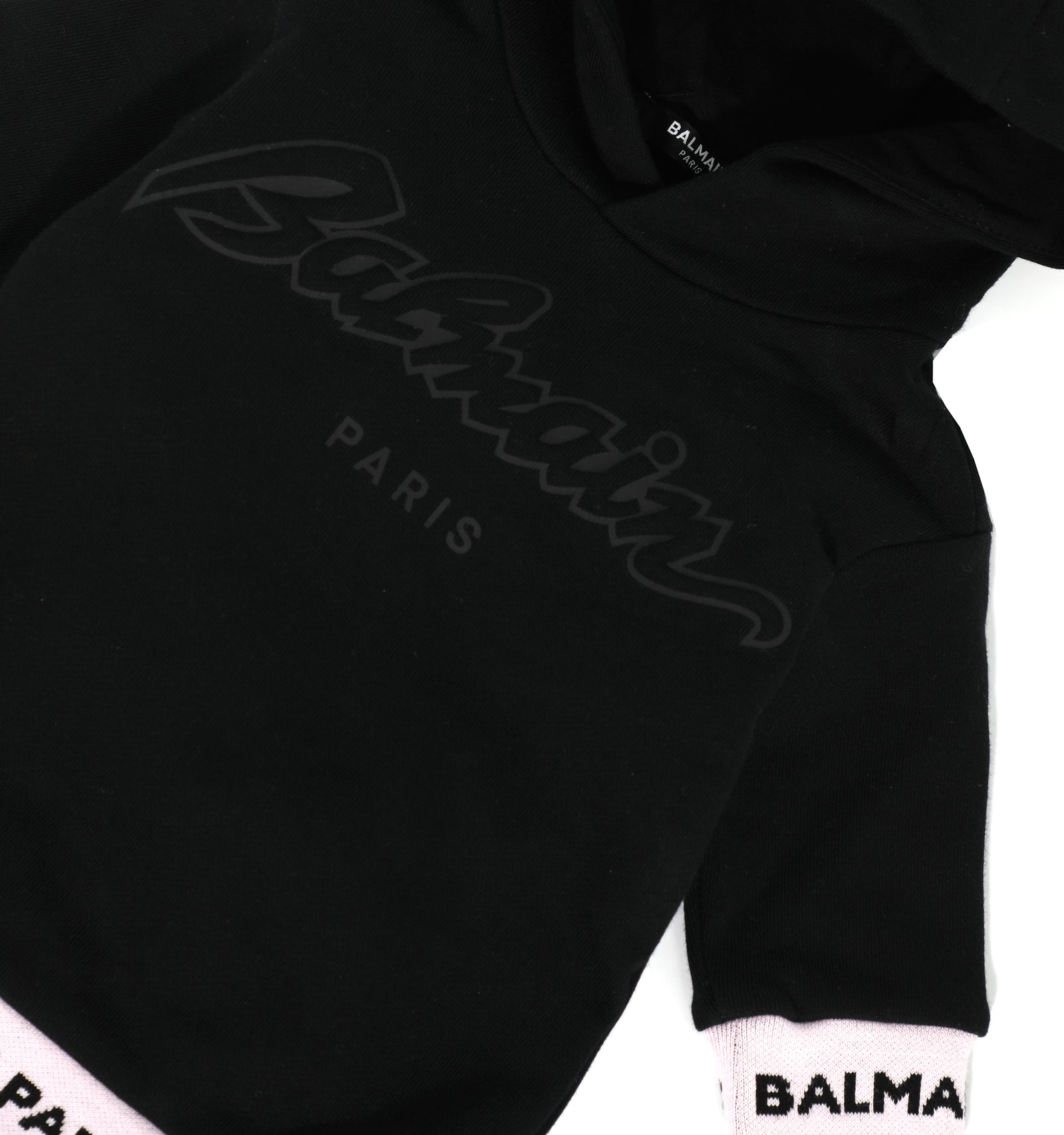 Balmain Baby Sweat Dress with Logo Banding in black and pink – view 2 of 2