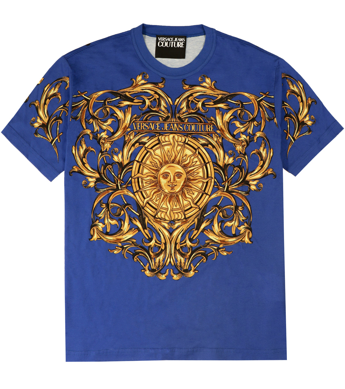 SS T-SHIRT WITH SUNFLOWER GARLAND PRINT-BLUE