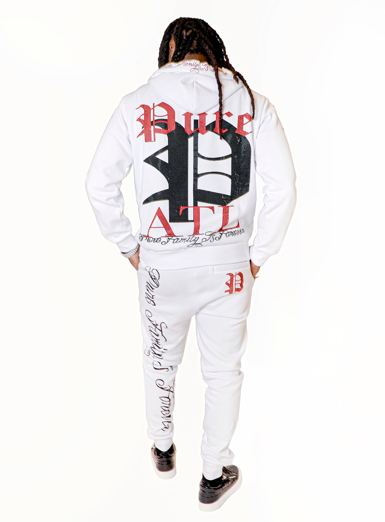 Pure Atlanta Culture Hoodie in white, cotton sweatshirt hoodie – view 4 of 5